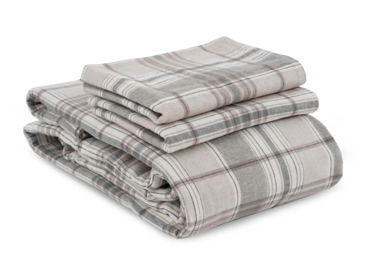 A dimension image of the Eve Tartan fitted sheet with 5ft 220cm x 225cm