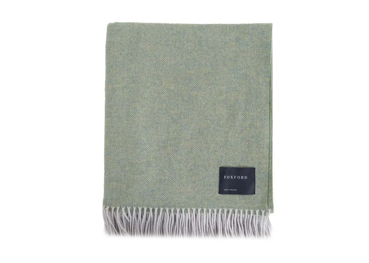 Silver Lime Lambswool Throw - Dingle By Foxford