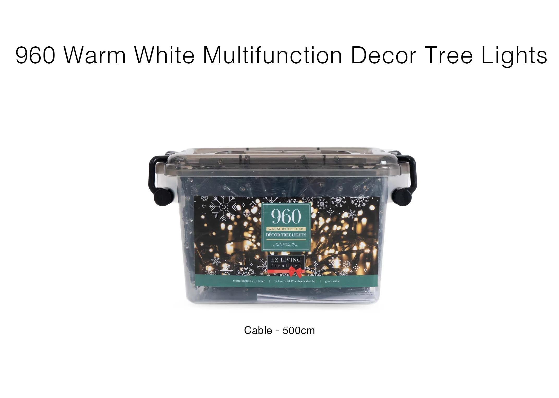 A dimension image of the 960 warm white led lights with 5m cable