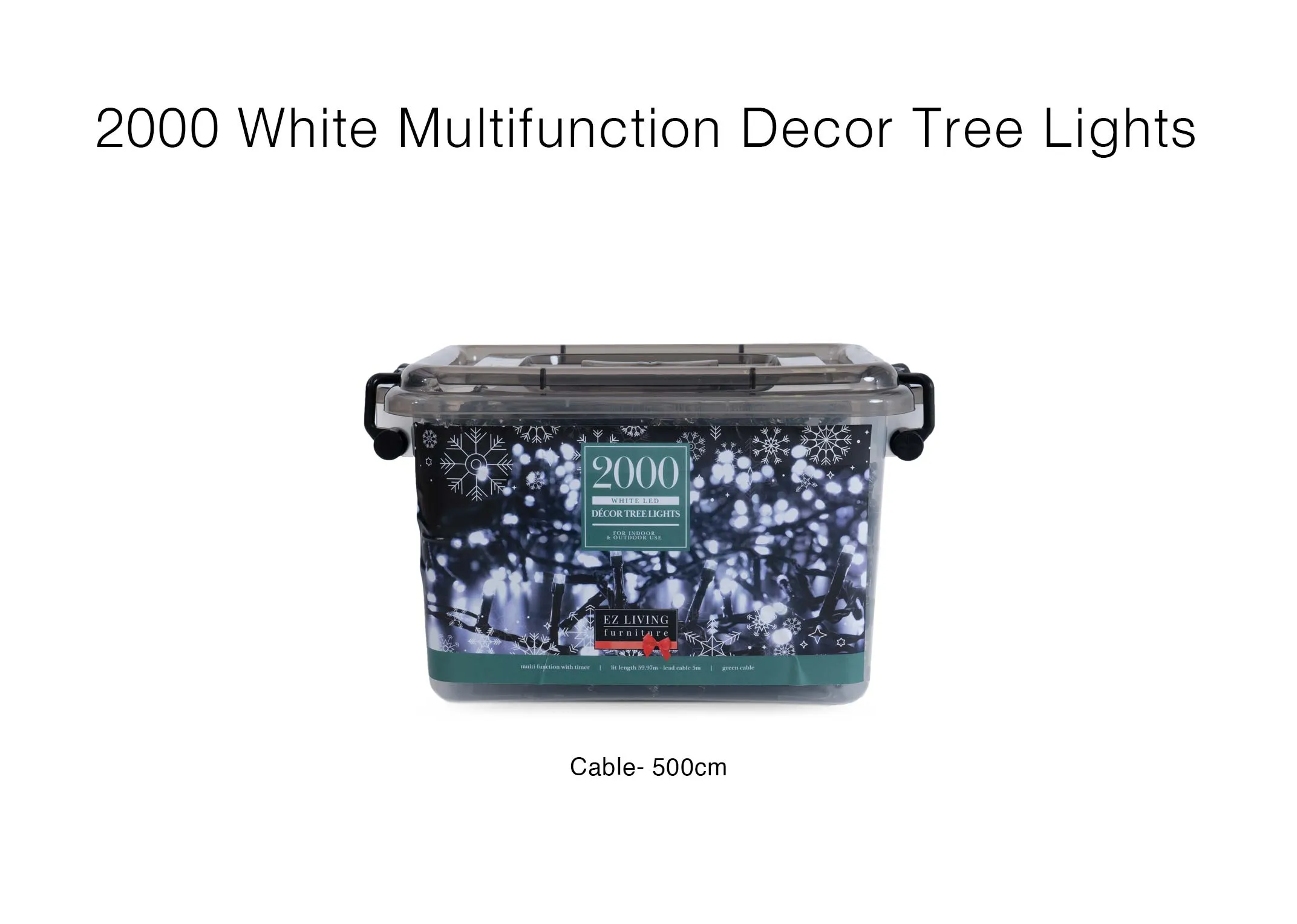 A dimension image of the 2000 white tree lights with 5m