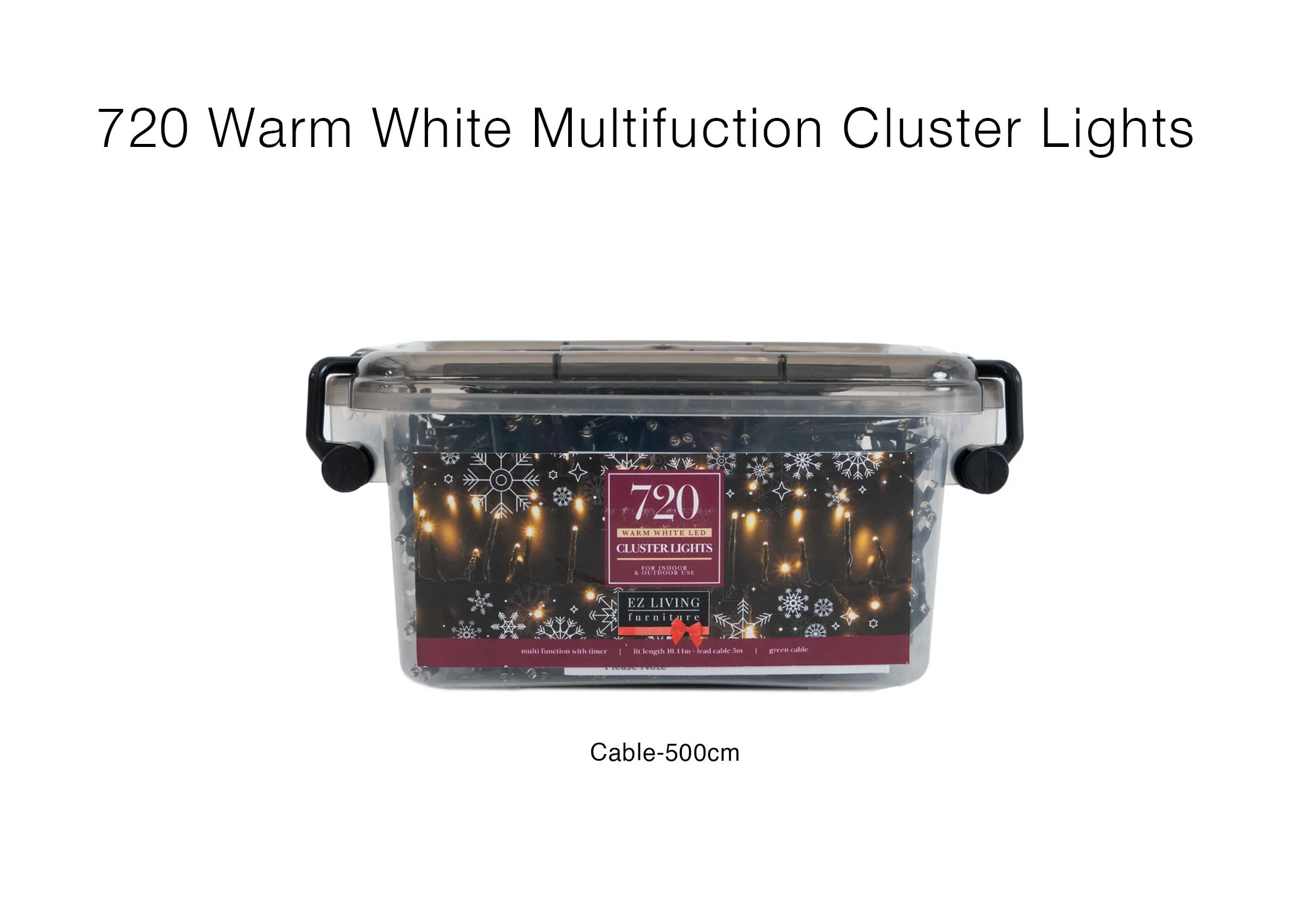 A dimension image of the Cluster lights with 5m cable.