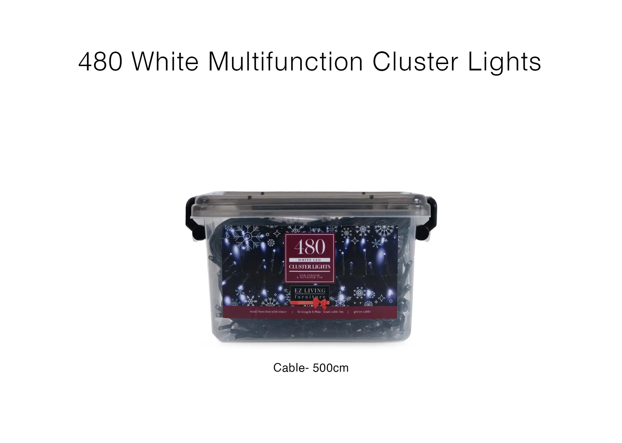 A dimension image of the 480 cluster lights with 5m cable