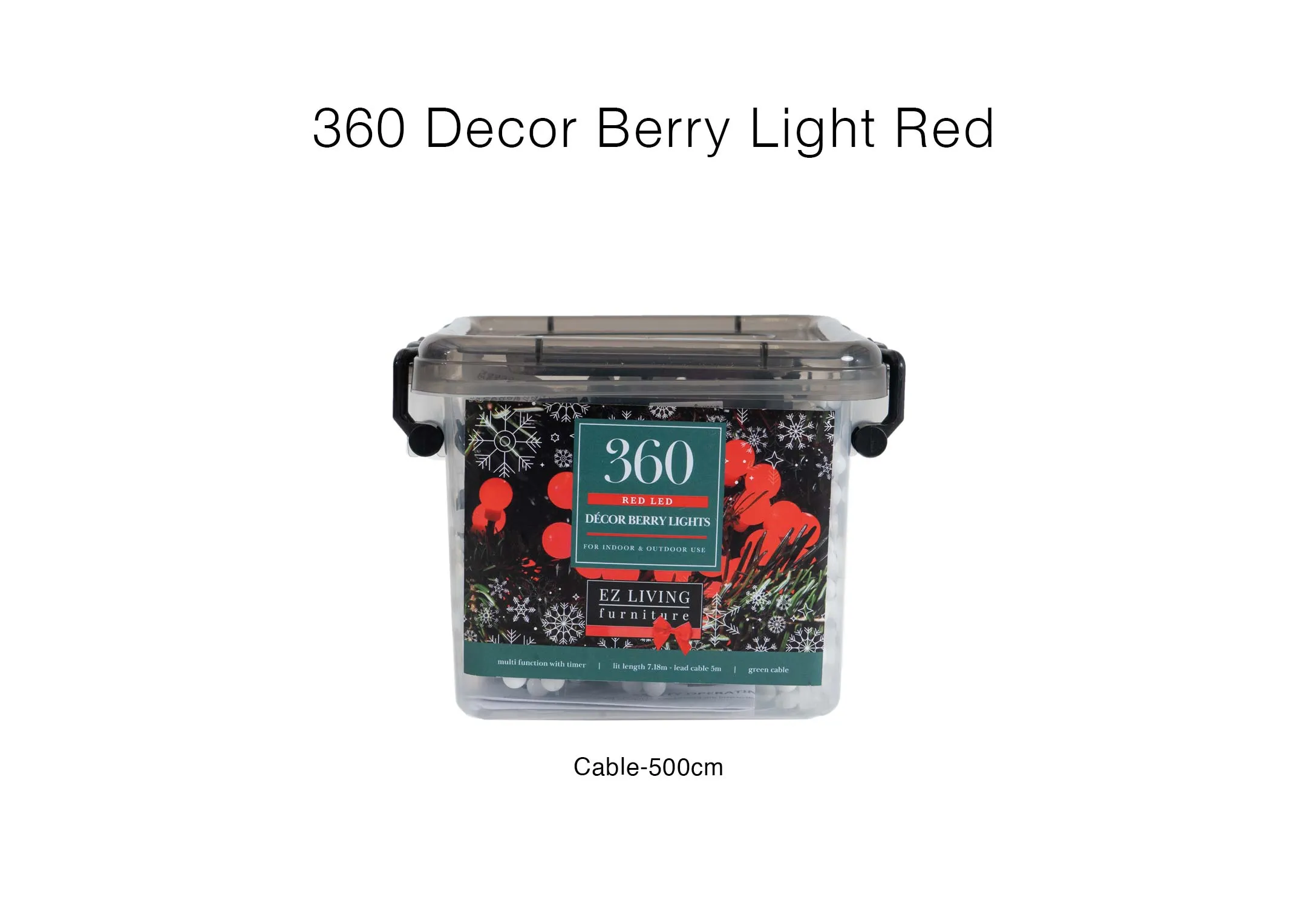 A dimension image of the 360 decor berry lights with 5m cable
