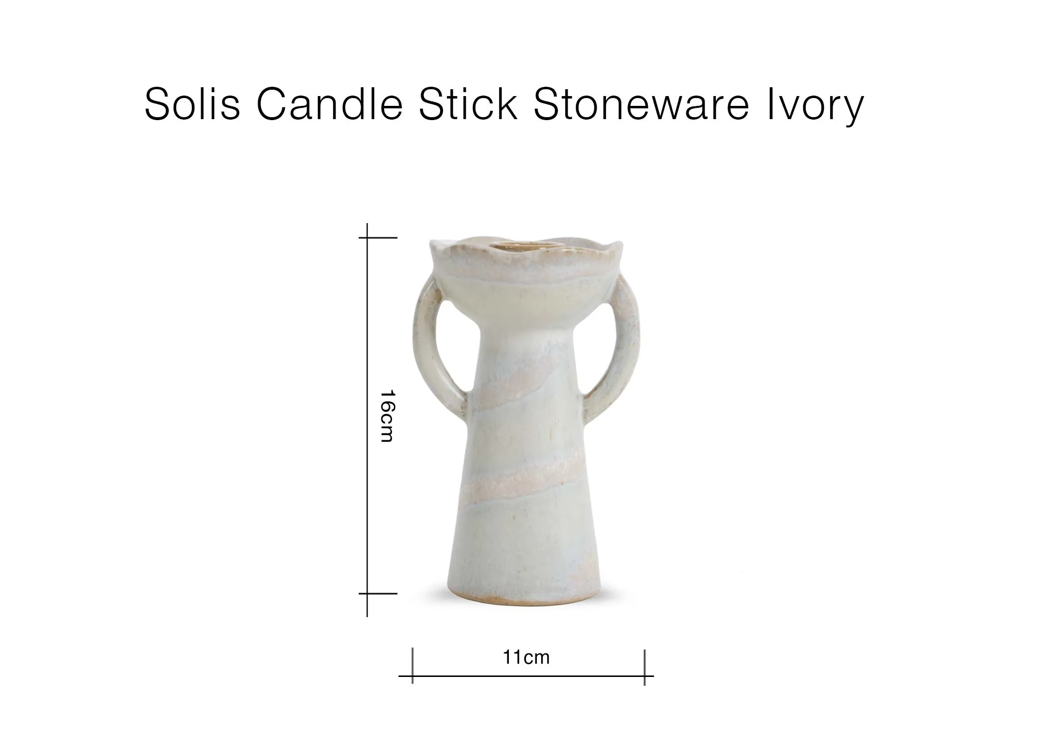 A dimension image of the Solis candle holder with 11cm x 16cm