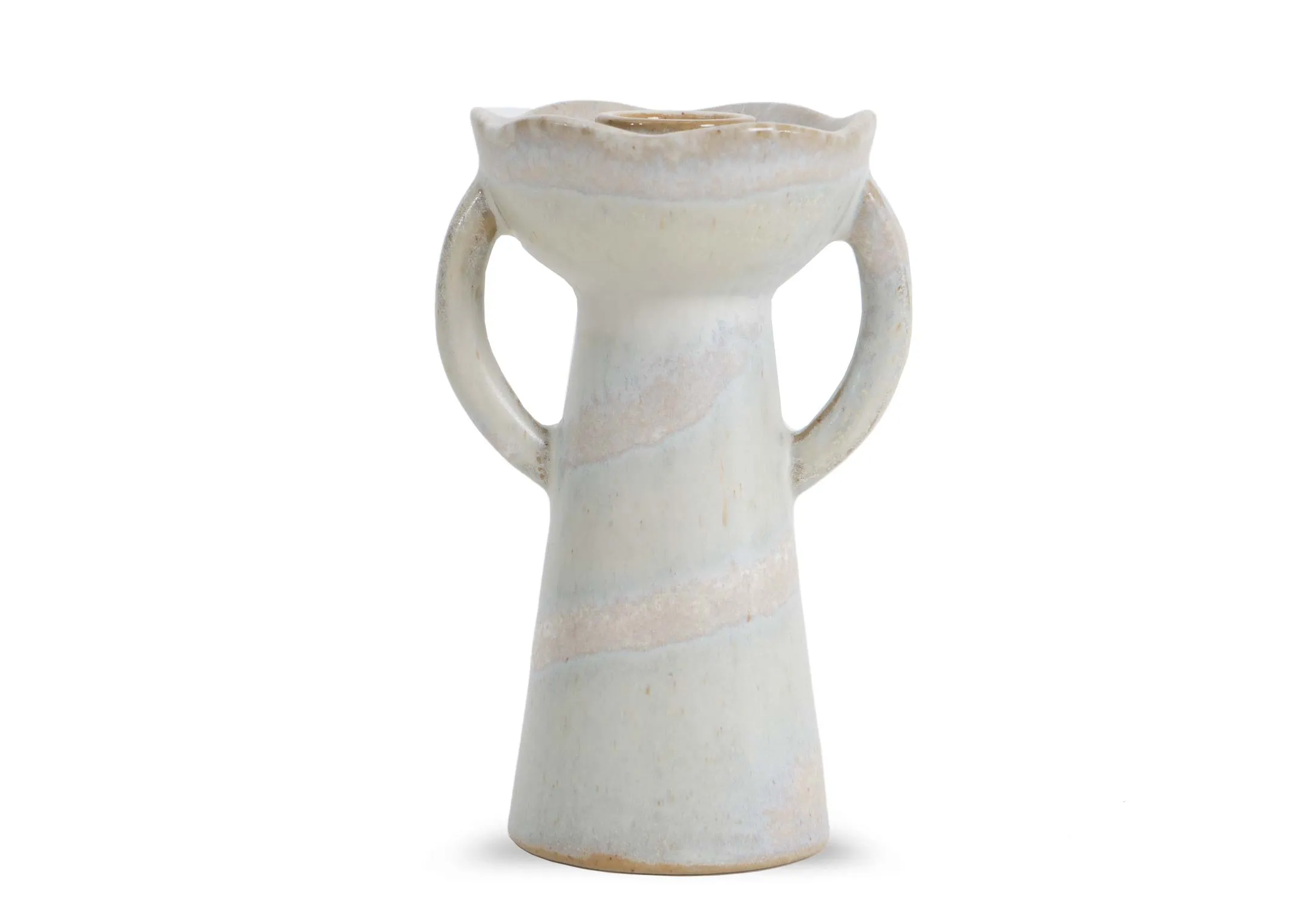 Ivory Stoneware Candle Stick - Solis