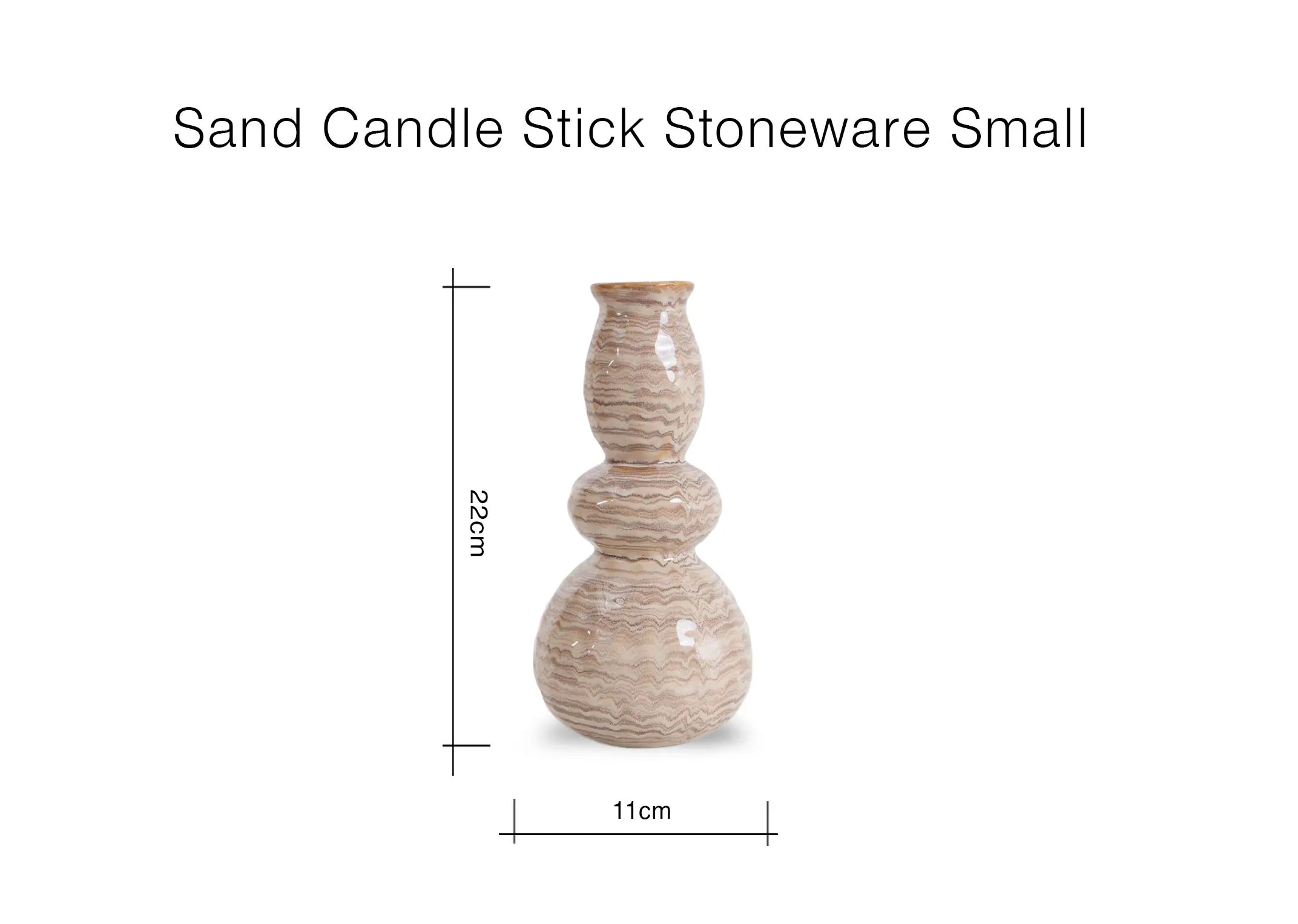 A dimension image of the Sand Candleholder with 11cm x 22cm