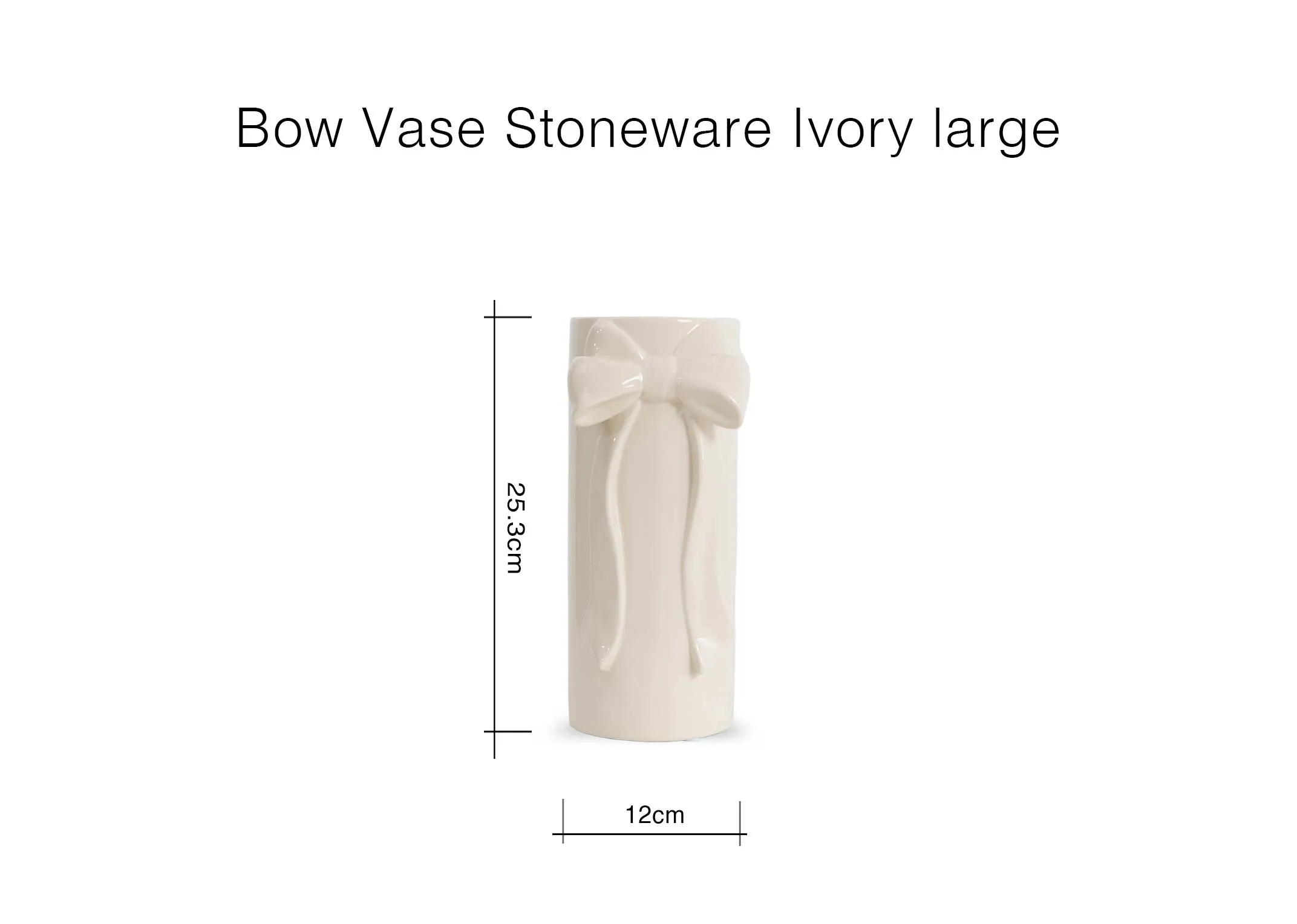 A dimension image of the Bow large vase with 12cm x 25.5cm