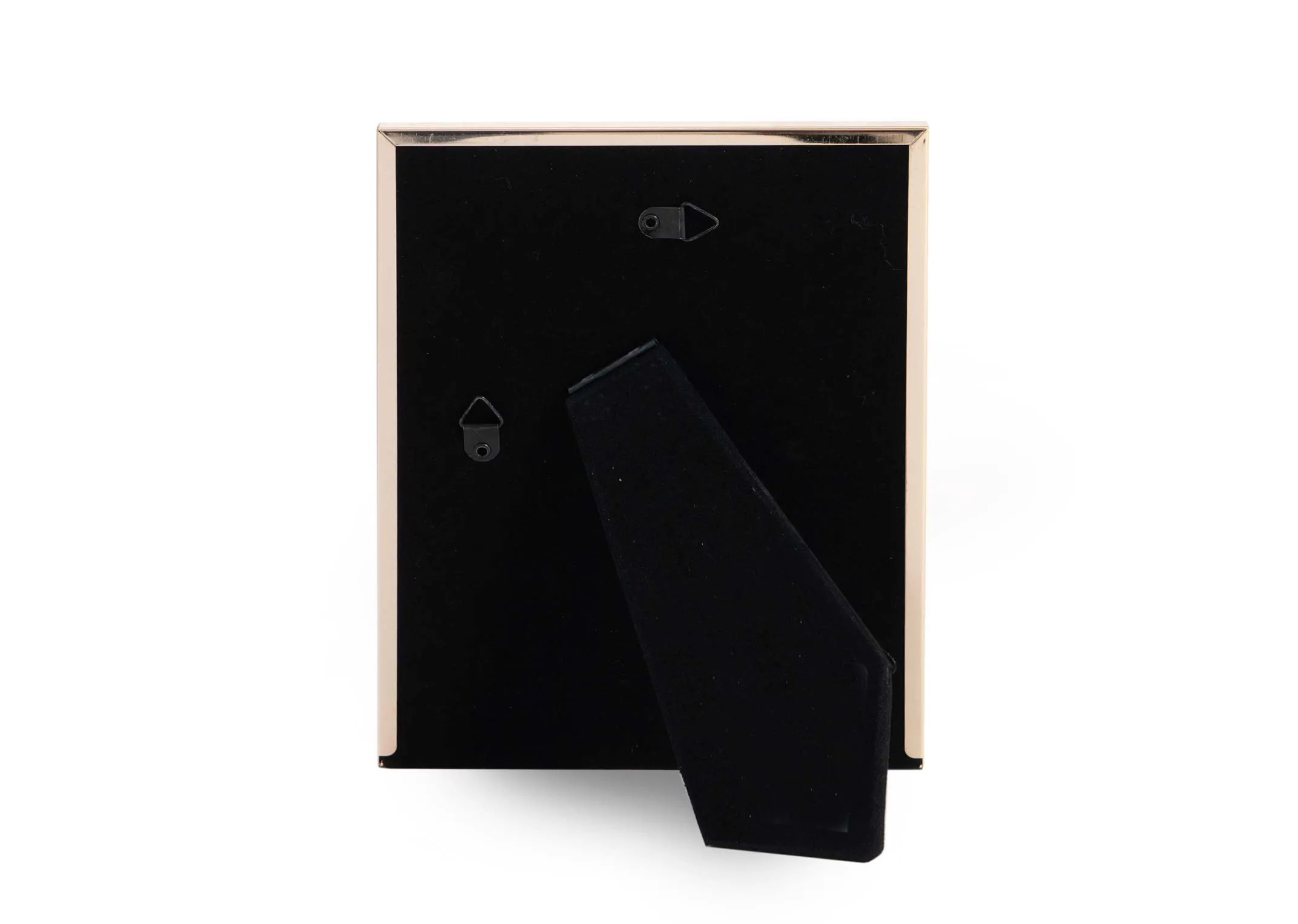 A gold and green photo frame from EZ Livings Palm range.  Back view of black velvet stand