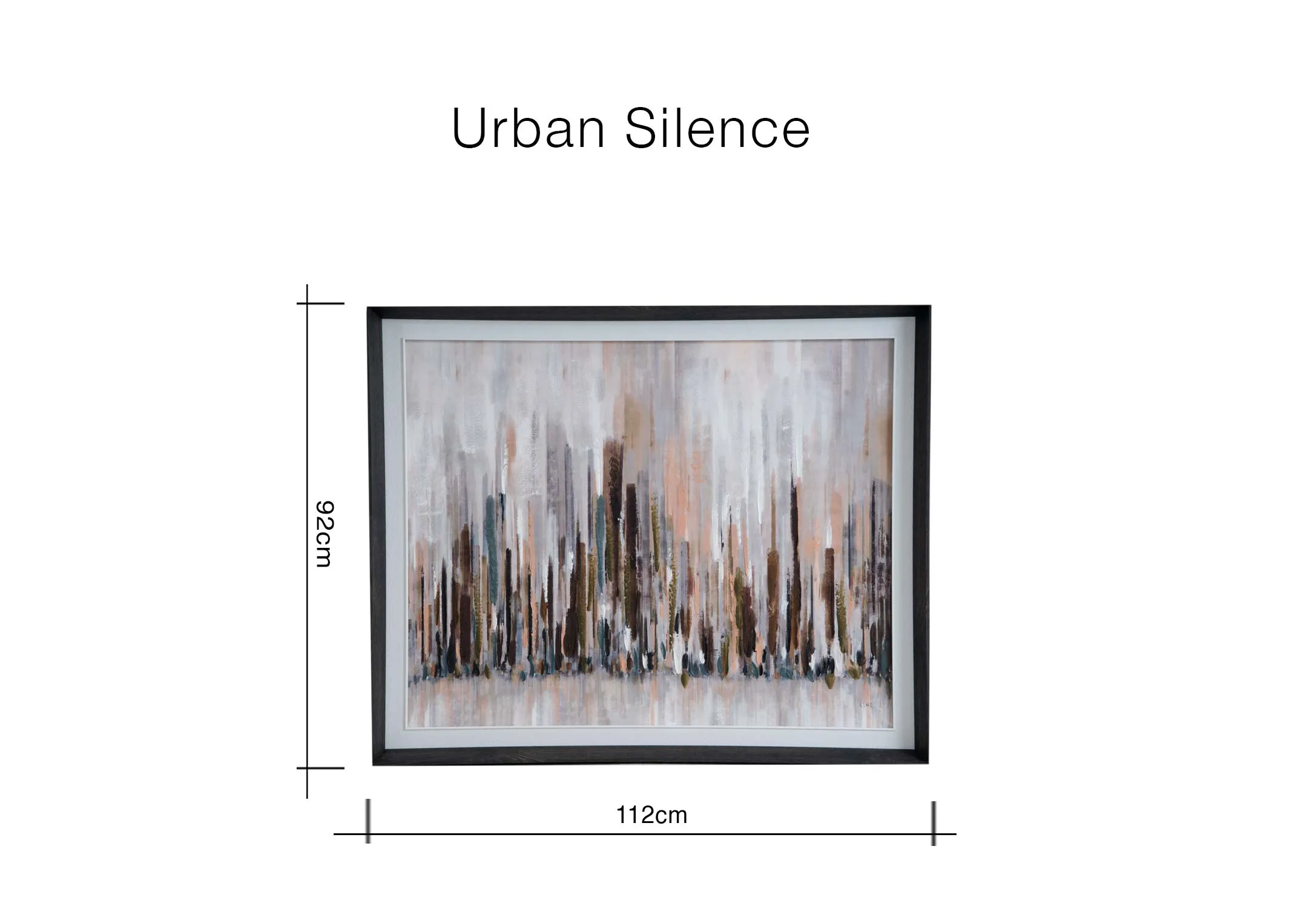 A dimension image of the Urban Silence picture with 112cm x 92cm