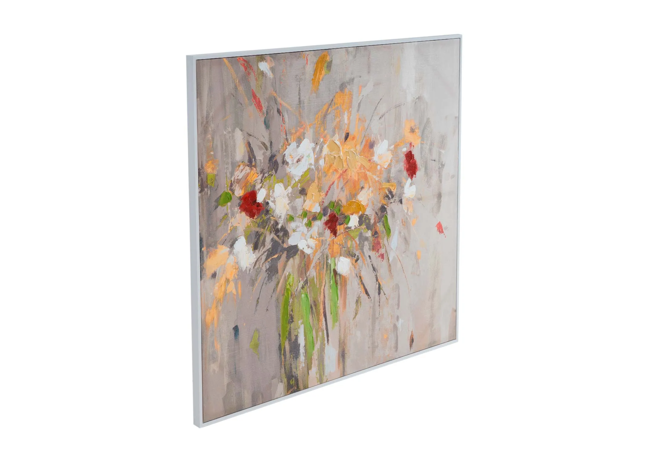 A dimension image of the Whispers In Bloom canvas with 100cm x 100cm