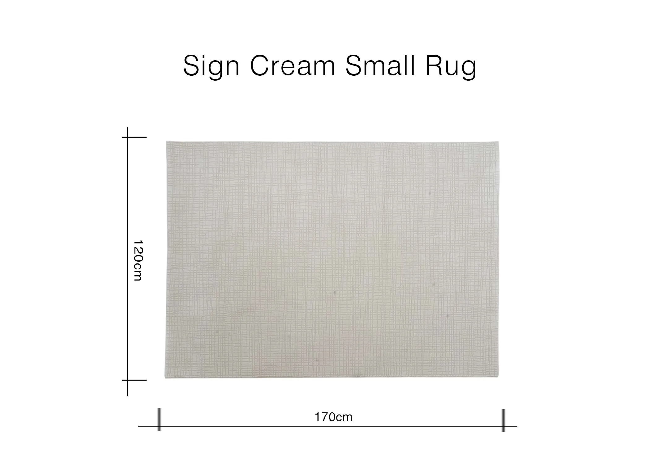 A dimension image of the Sign Rug with 120cm x 170cm