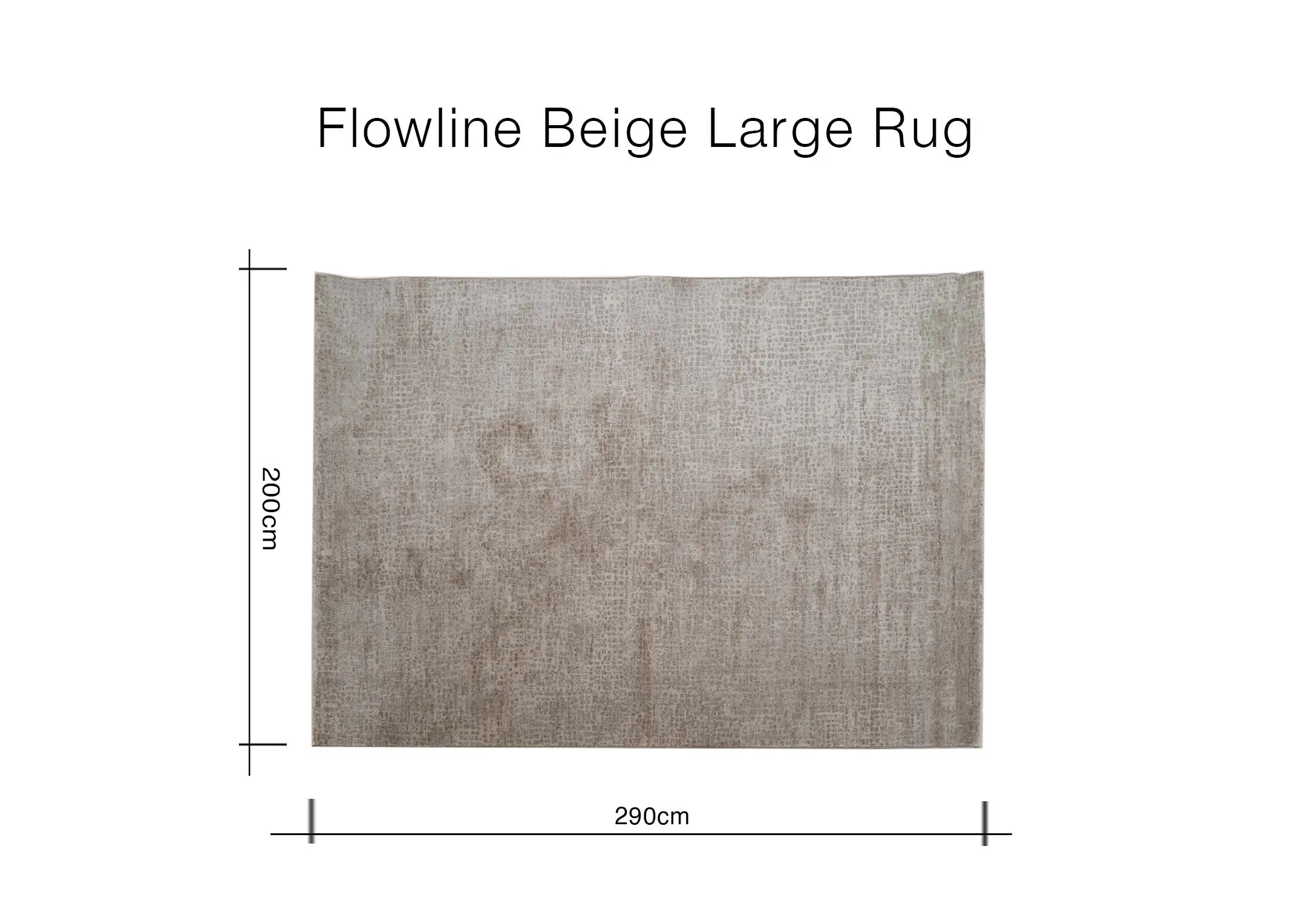 A dimension image of the Flowline large rug with 200cm x 290cm