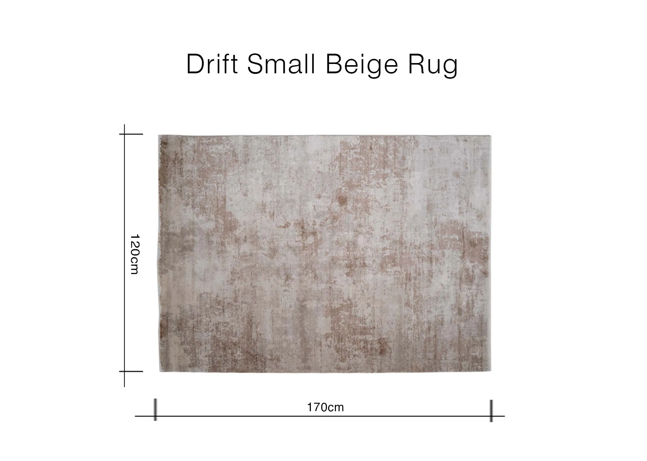 A dimension image of the Drift Rug with 170cm x 120cm