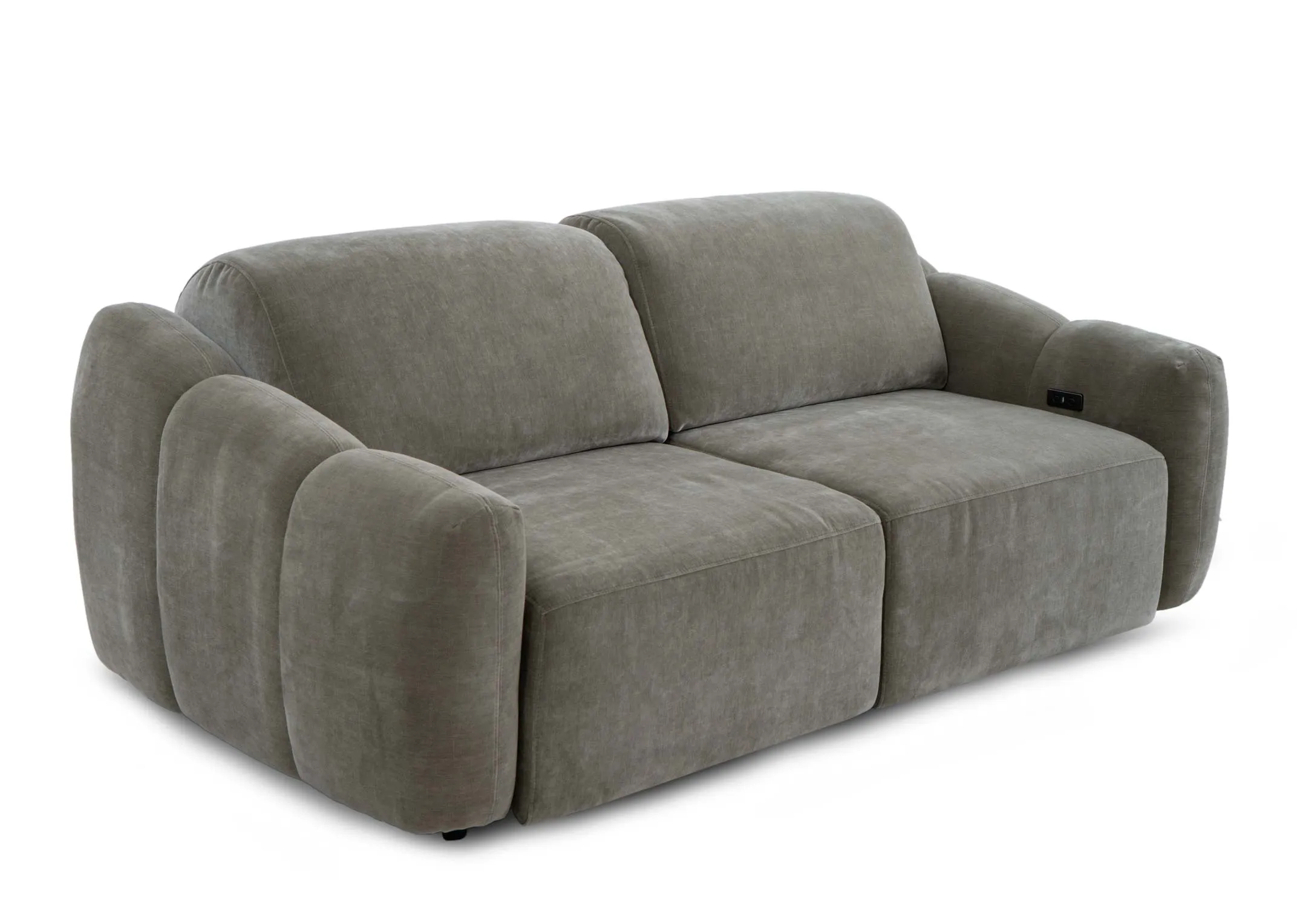 2 Seater Green Fabric Power Reclining Cinema Chaise - Eleanor
