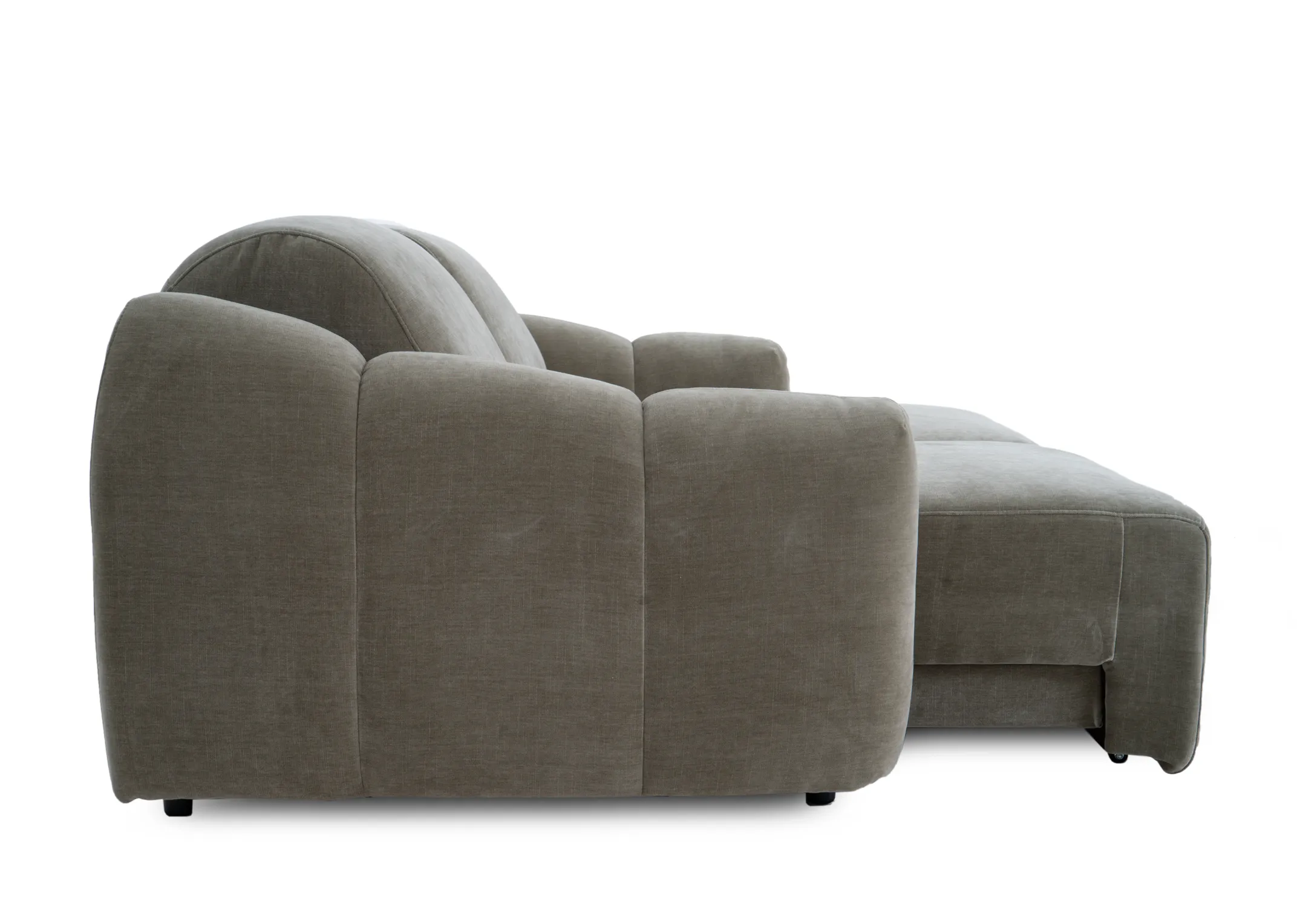 A 2 seater sofa from EZ Livings Eleanor range. Side view of sofa in reclined mode