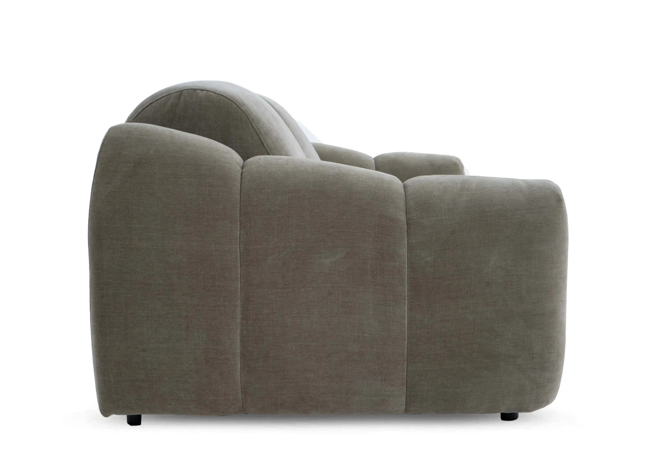 A 2 seater sofa from EZ Livings Eleanor range. Side view of seam tuft detail as sofa