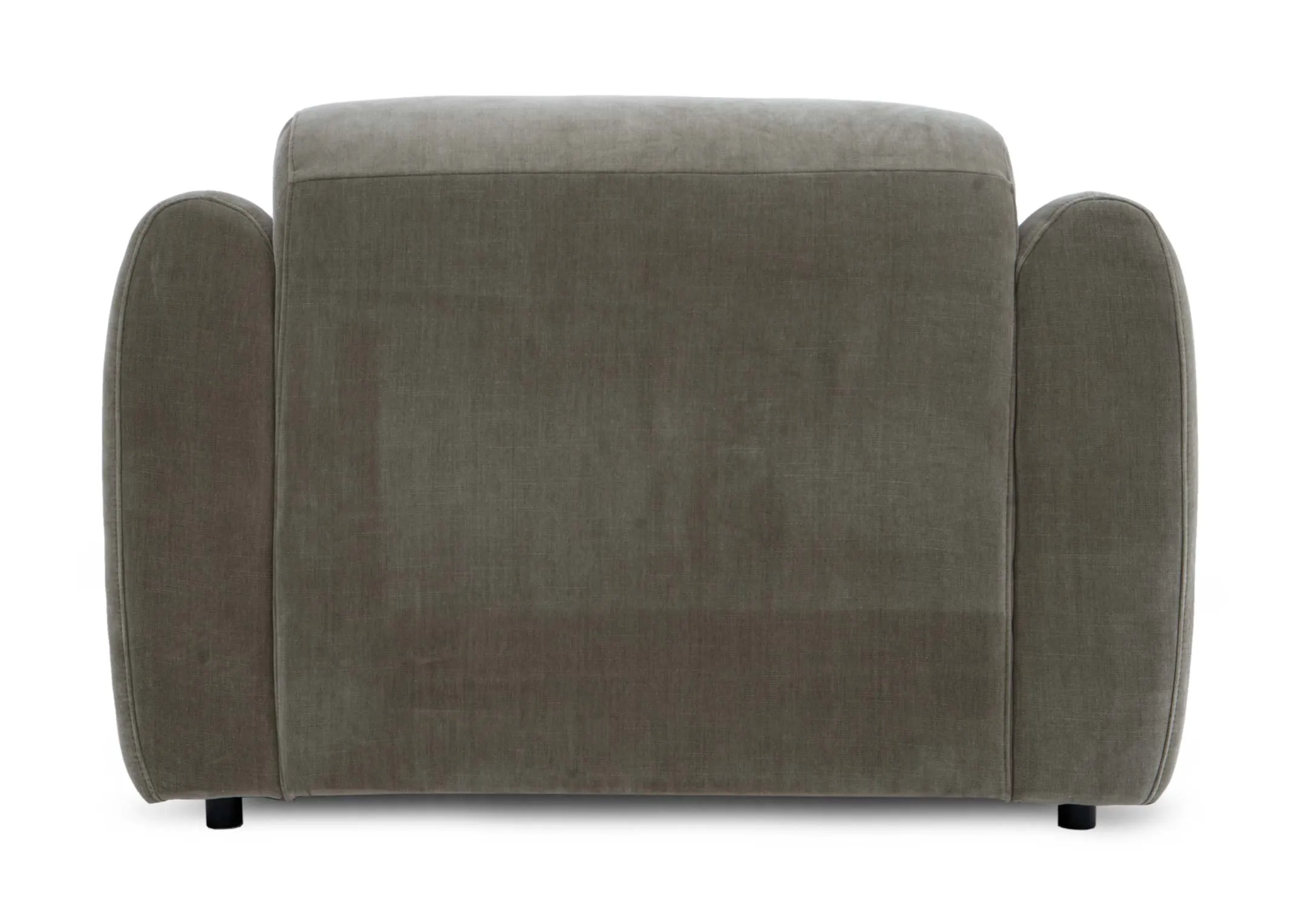 A green armchair from EZ Livings Eleanor range. Side view of seam tufted detail