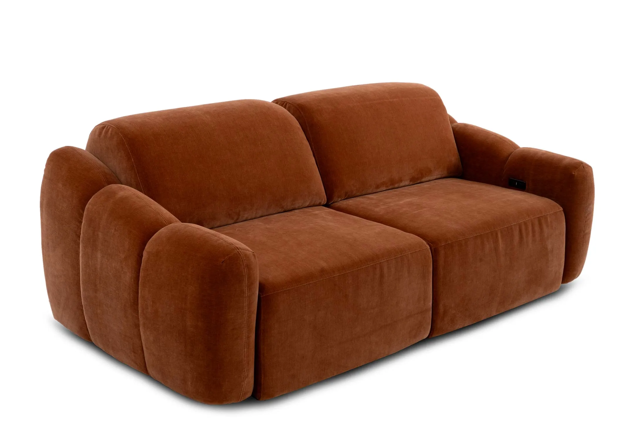 2 Seater Rust Fabric Power Reclining Cinema Chaise - Eleanor