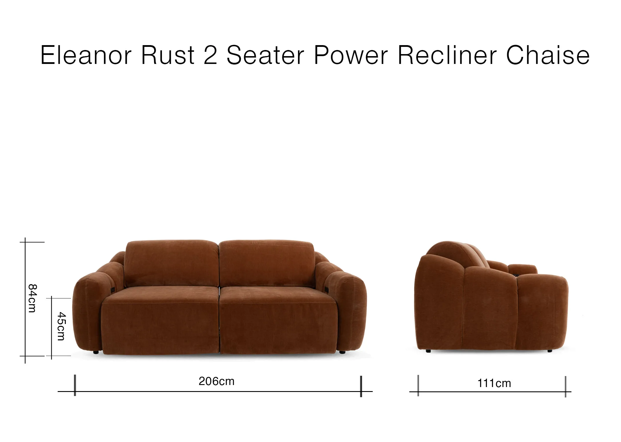 A dimension image of the Eleanor Sofa