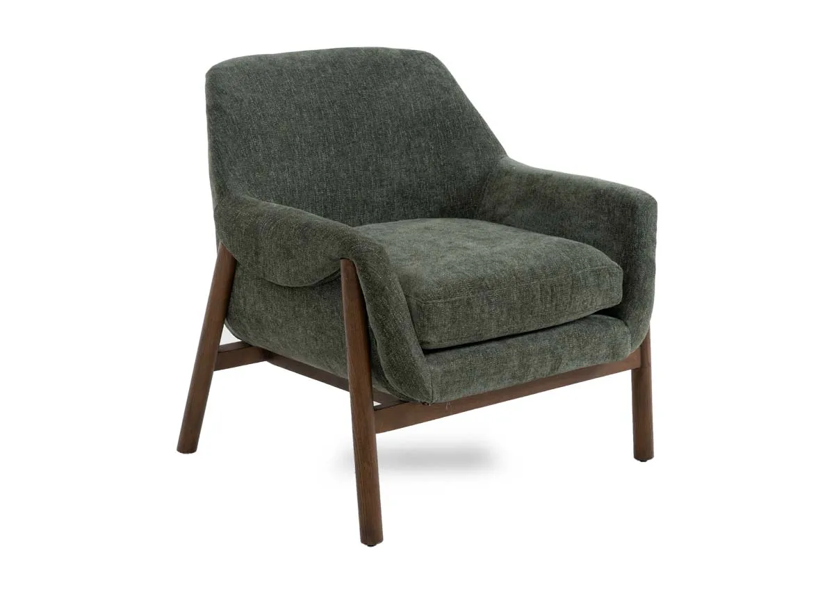 Green Fabric Lounge Chair - Rumi