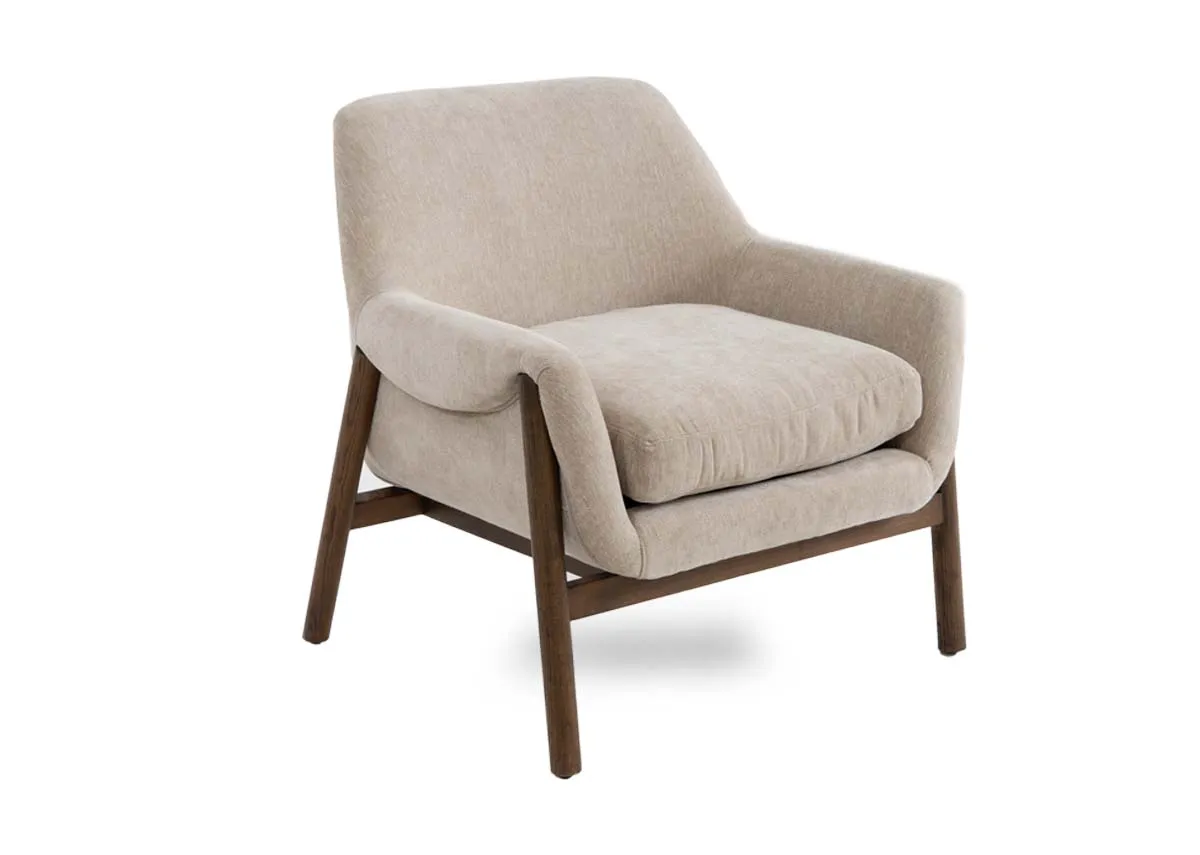 Beige Fabric Lounge Chair - Rumi