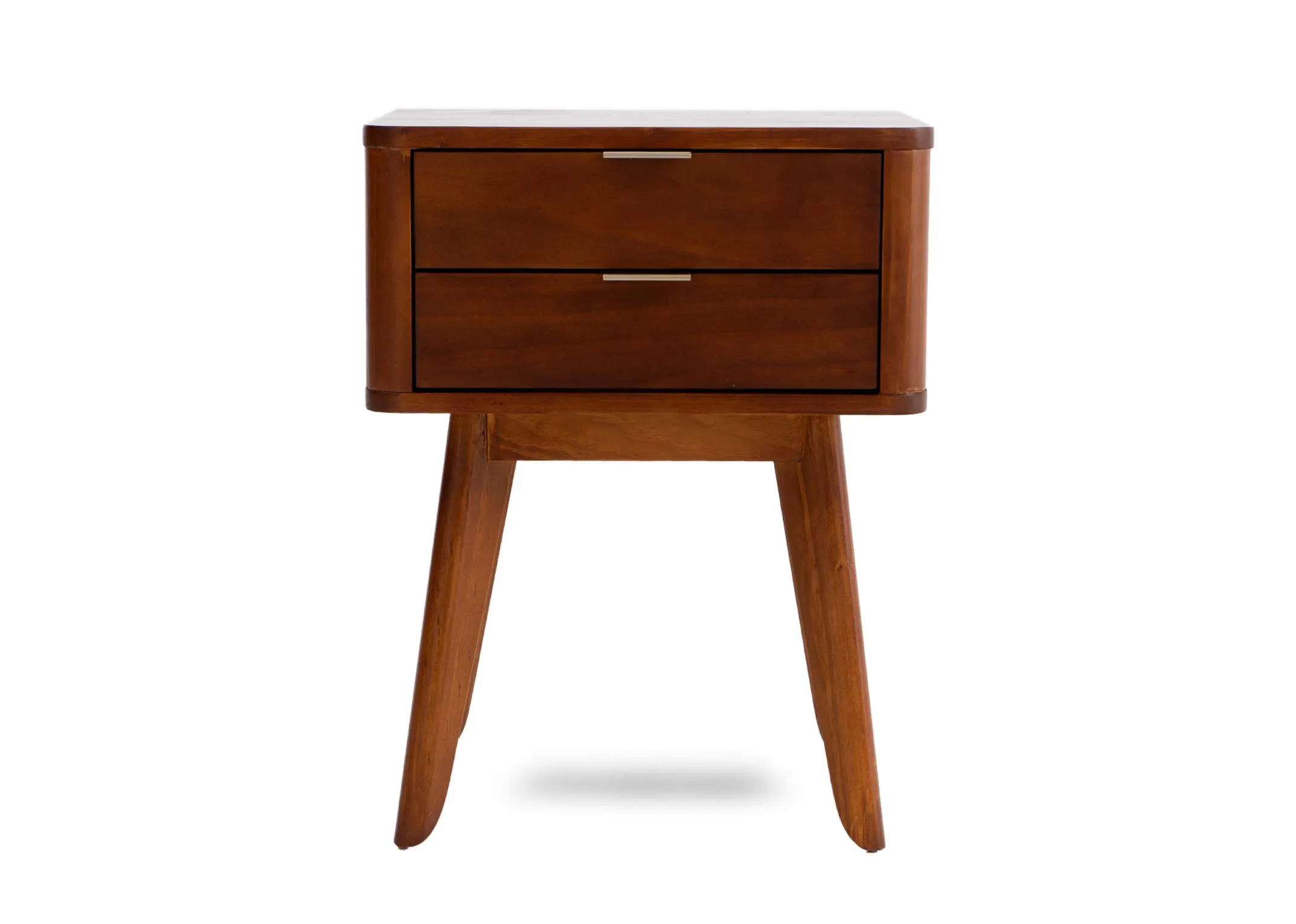 A 2 drawer brown pine locker from EZ Livings Velmora range.Frmont view shows gold handle