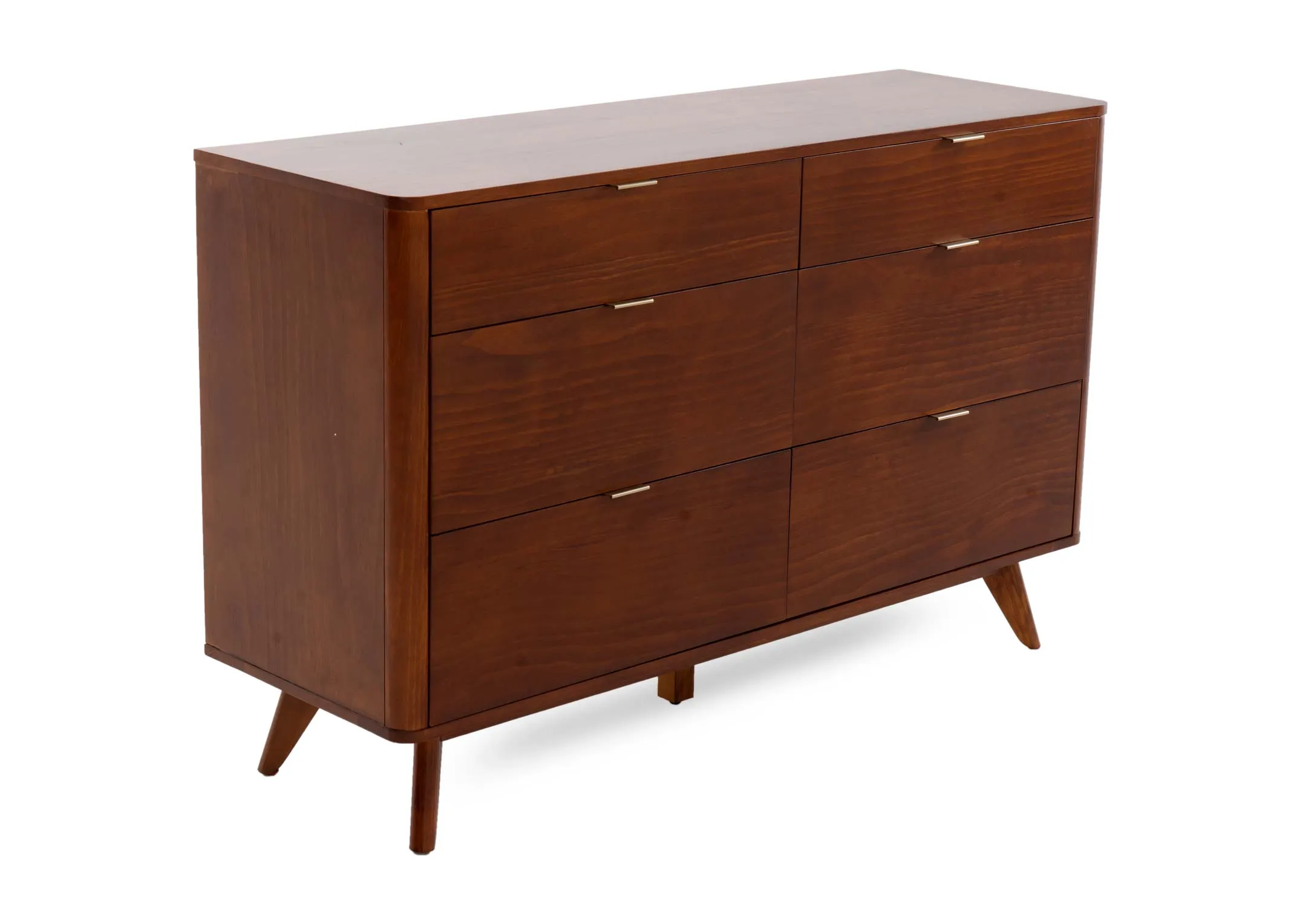6 Drawer Brown Pine Dresser - Velmora