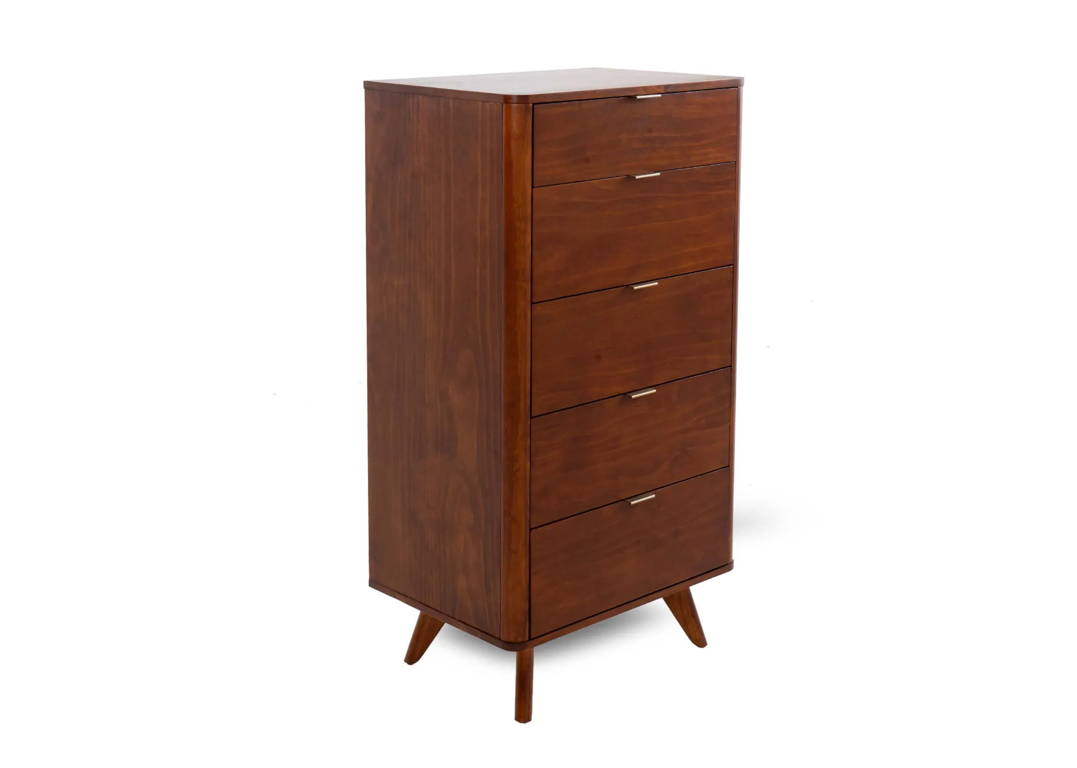 5 Drawer Brown Pine Tallboy - Velmora