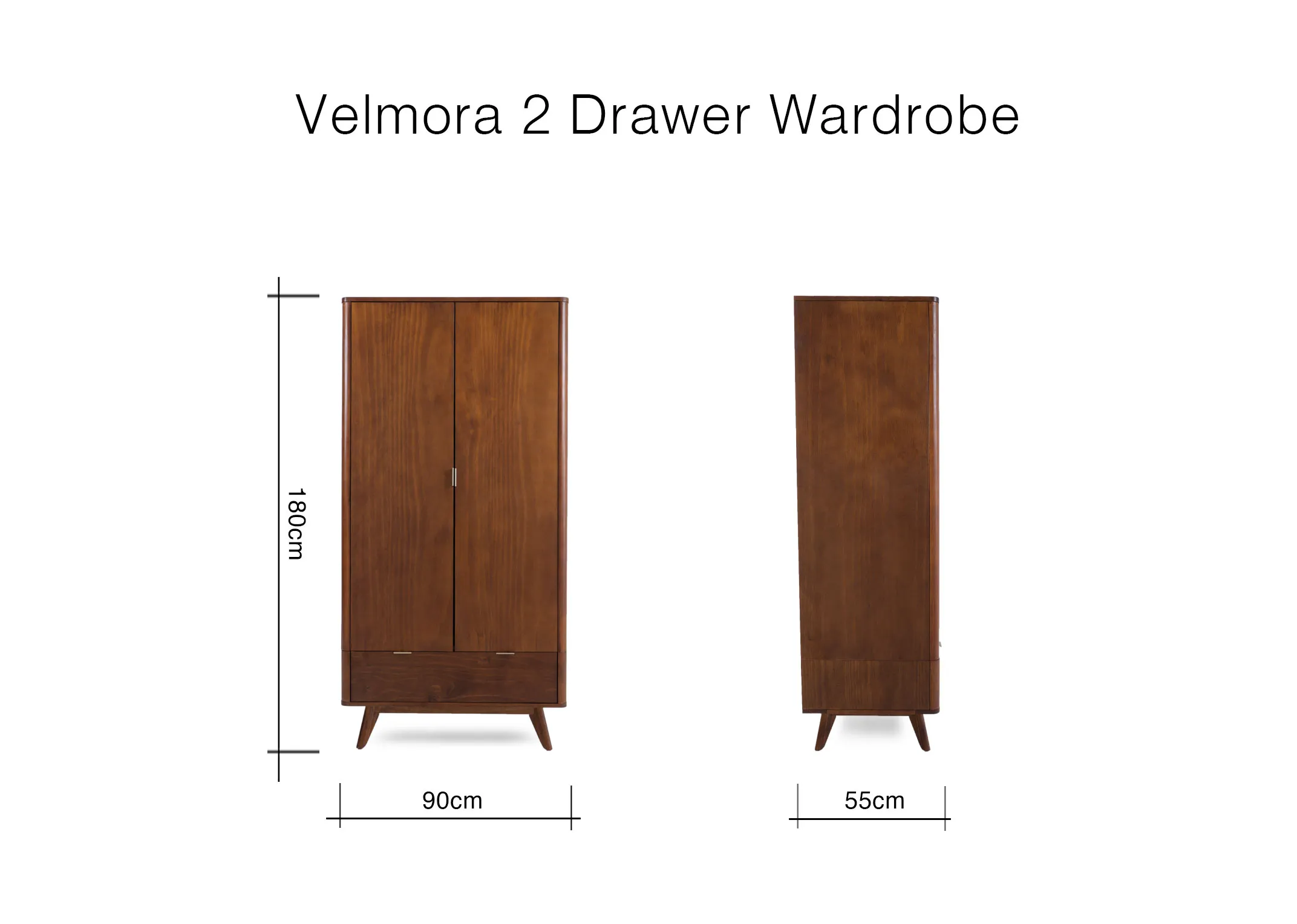 A dimension image of the Velmora Wardrobe with 90cm x 56cm x