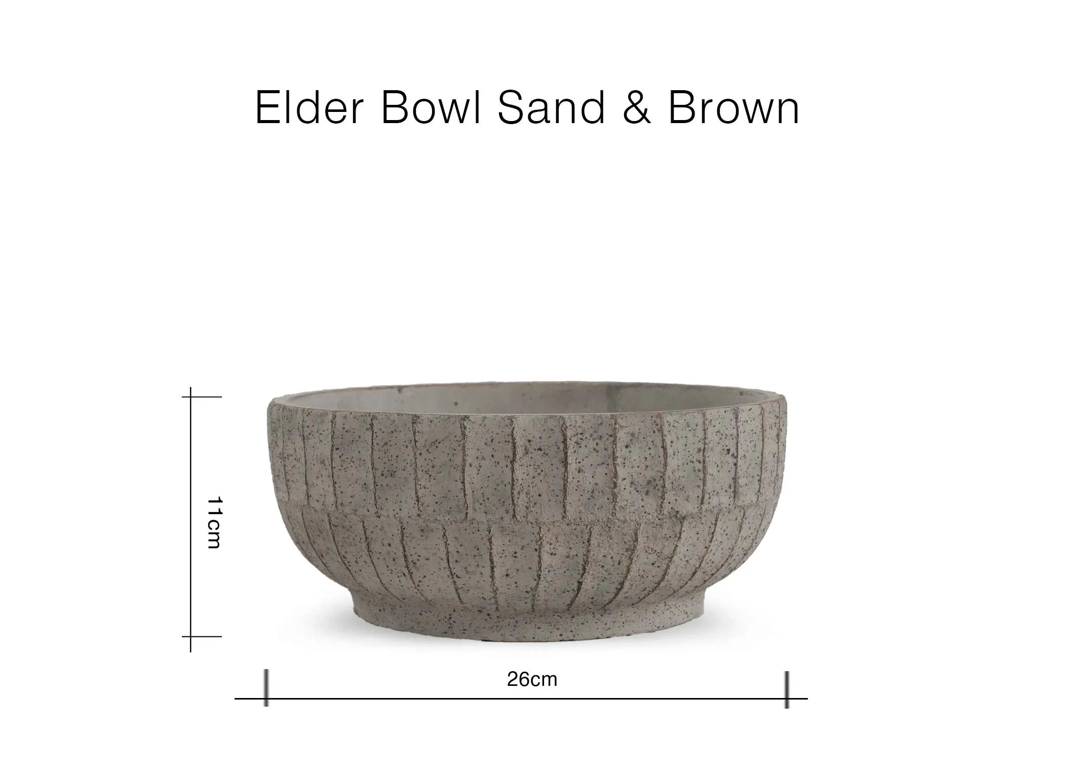 A dimension image of the Elder Sand Bowl with 26cm x 11cm
