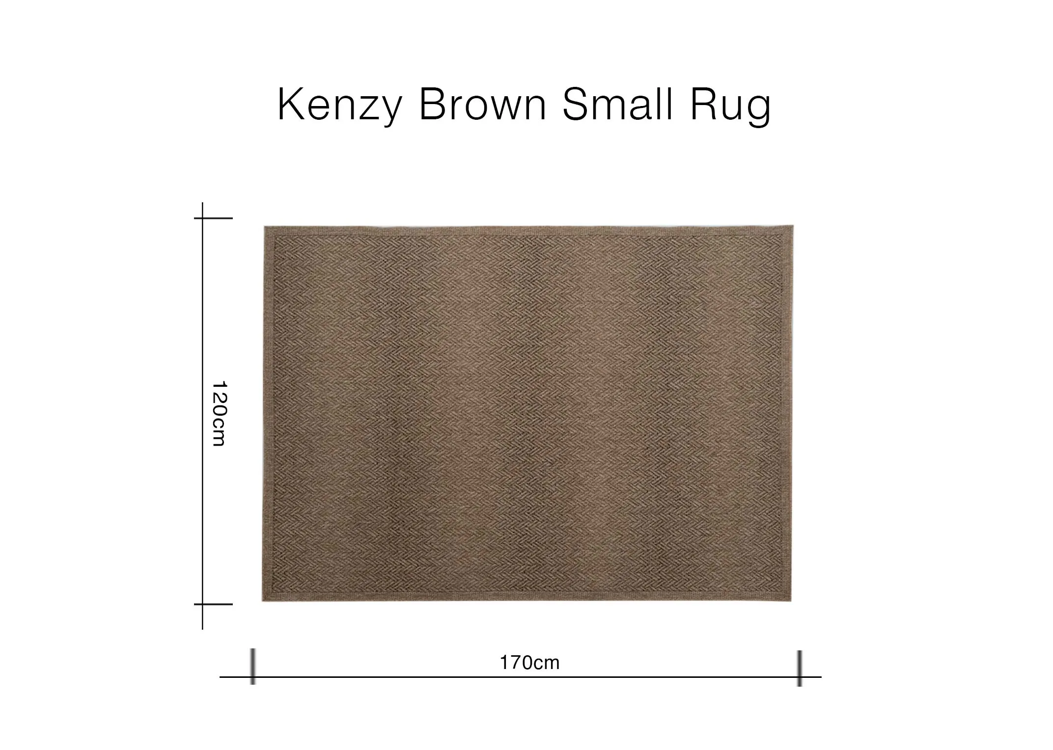 A dimension image of the Kenzy Rug with 120cm x 170cm