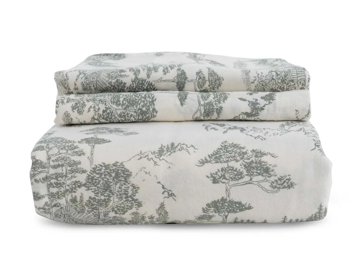 A dimension image of the Foxford 4ft6 duvet set with 200cm x 200cm and pillowcases 75cm