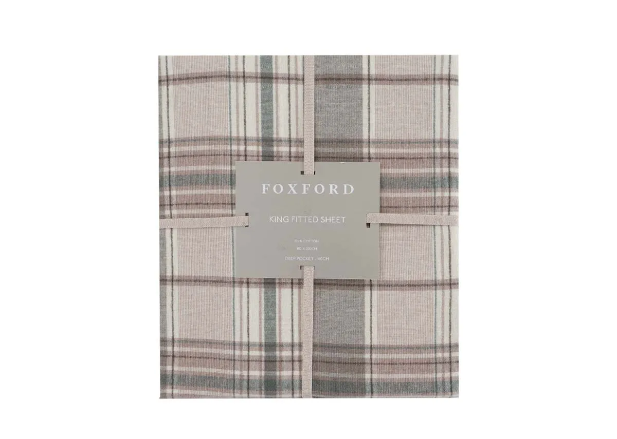 Single (3ft) Green Tartan Fitted Sheet - Eve by Foxford