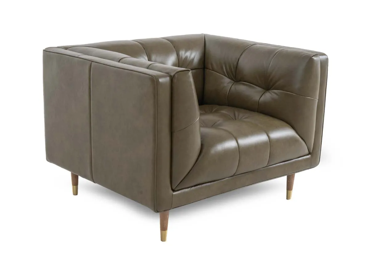 Green Leather Armchair - Grace