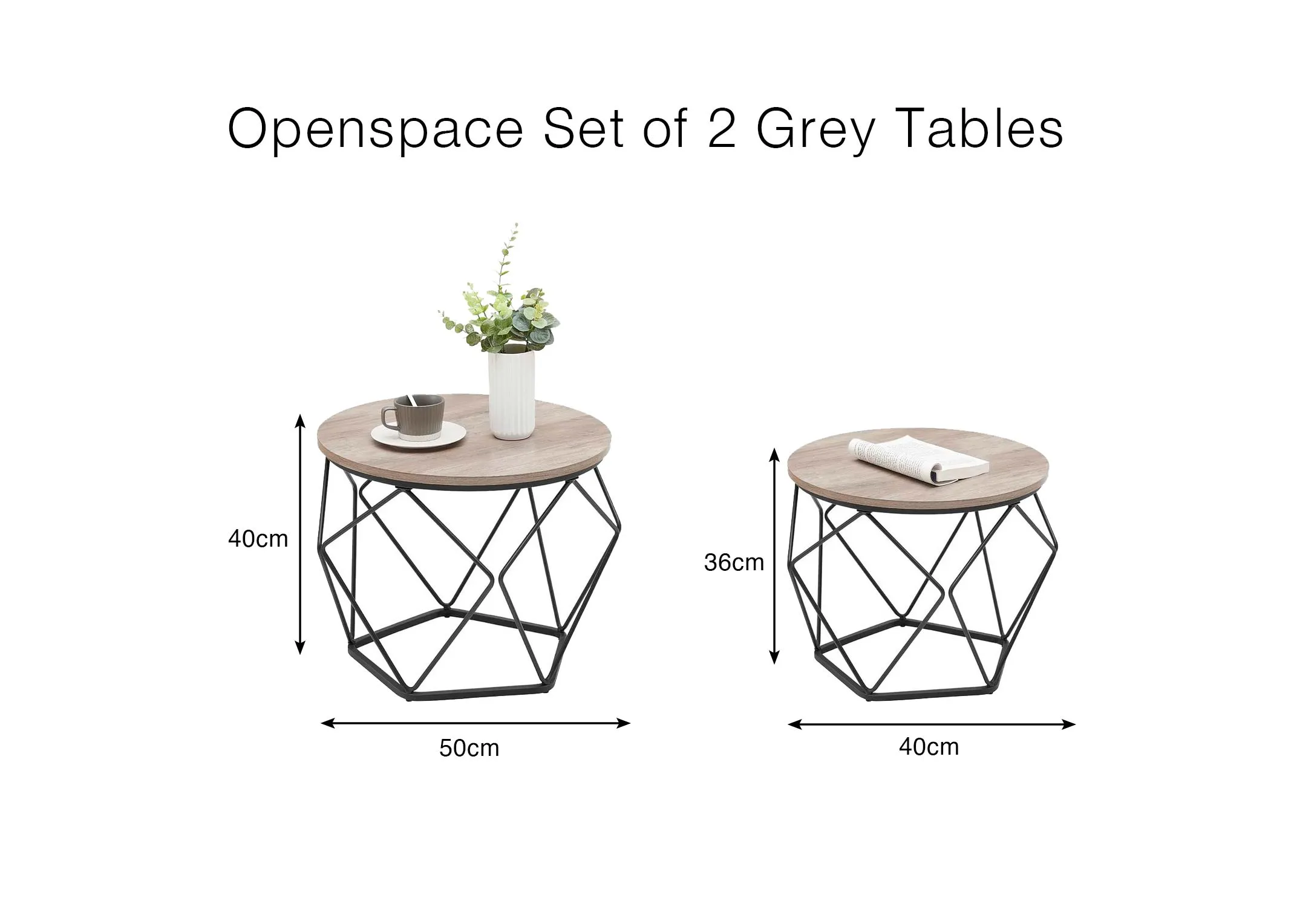 A dimension image of the Openspace Set with 50cm x 40cm