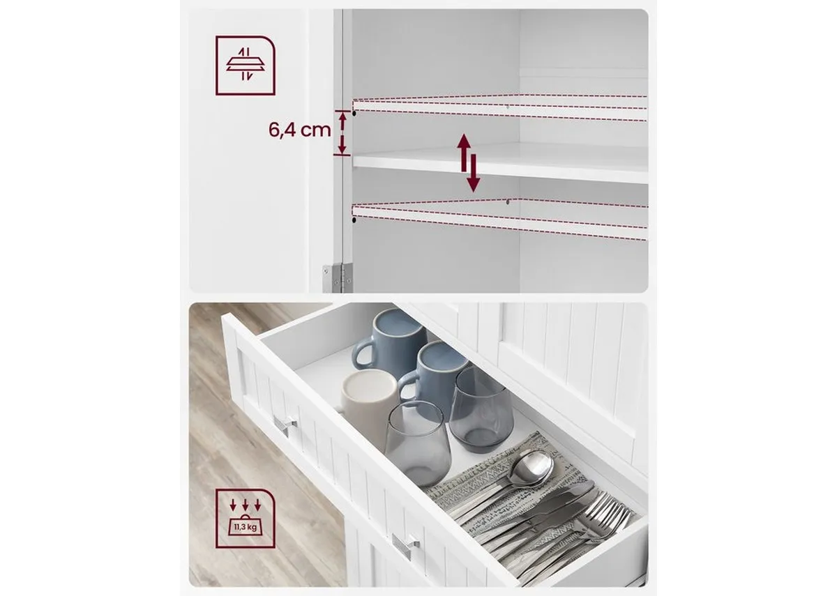 A dimension image of the Homsstead Cabinet with 76cm x 182cm