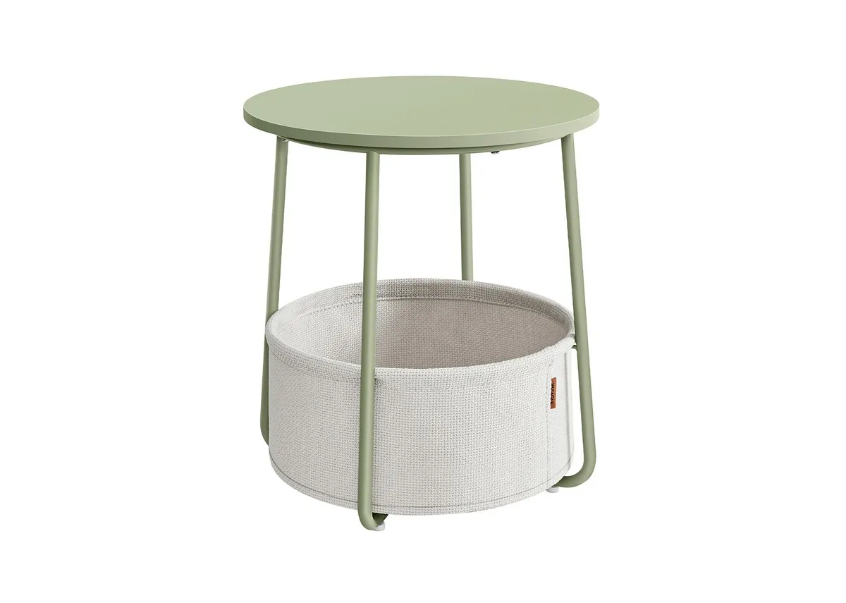 Green Side Table with Basket - Olive