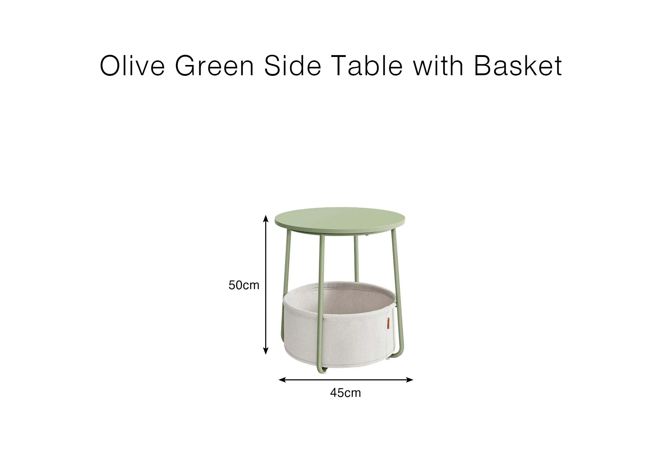 A dimension image of the Olive Side Table with 45cm x 50cm