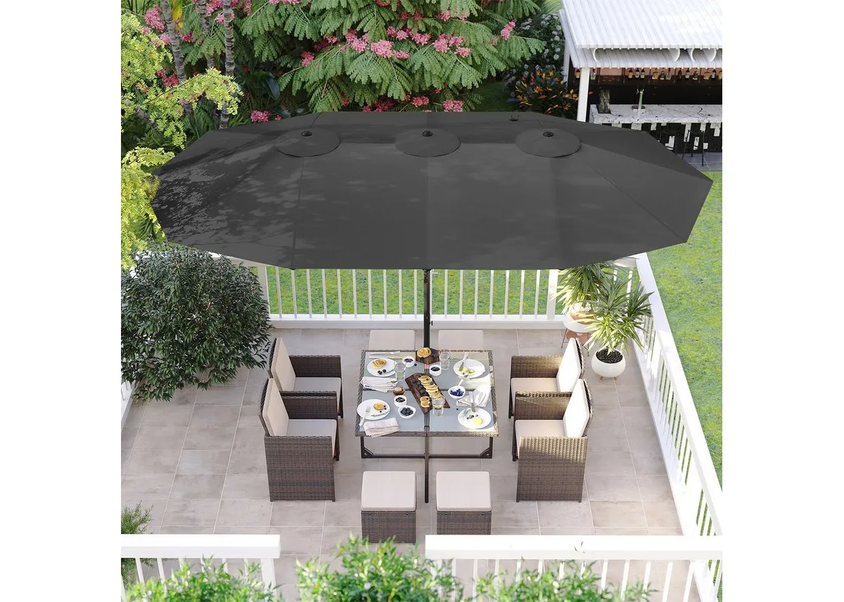 Grey Double Parasol with UV Protection - Montego
