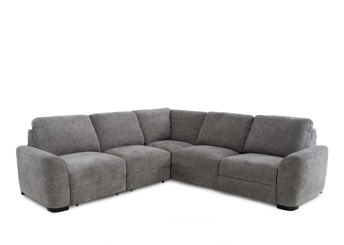 Medium Grey Fabric Electric LHF Cinema Sofa Bed - Montero