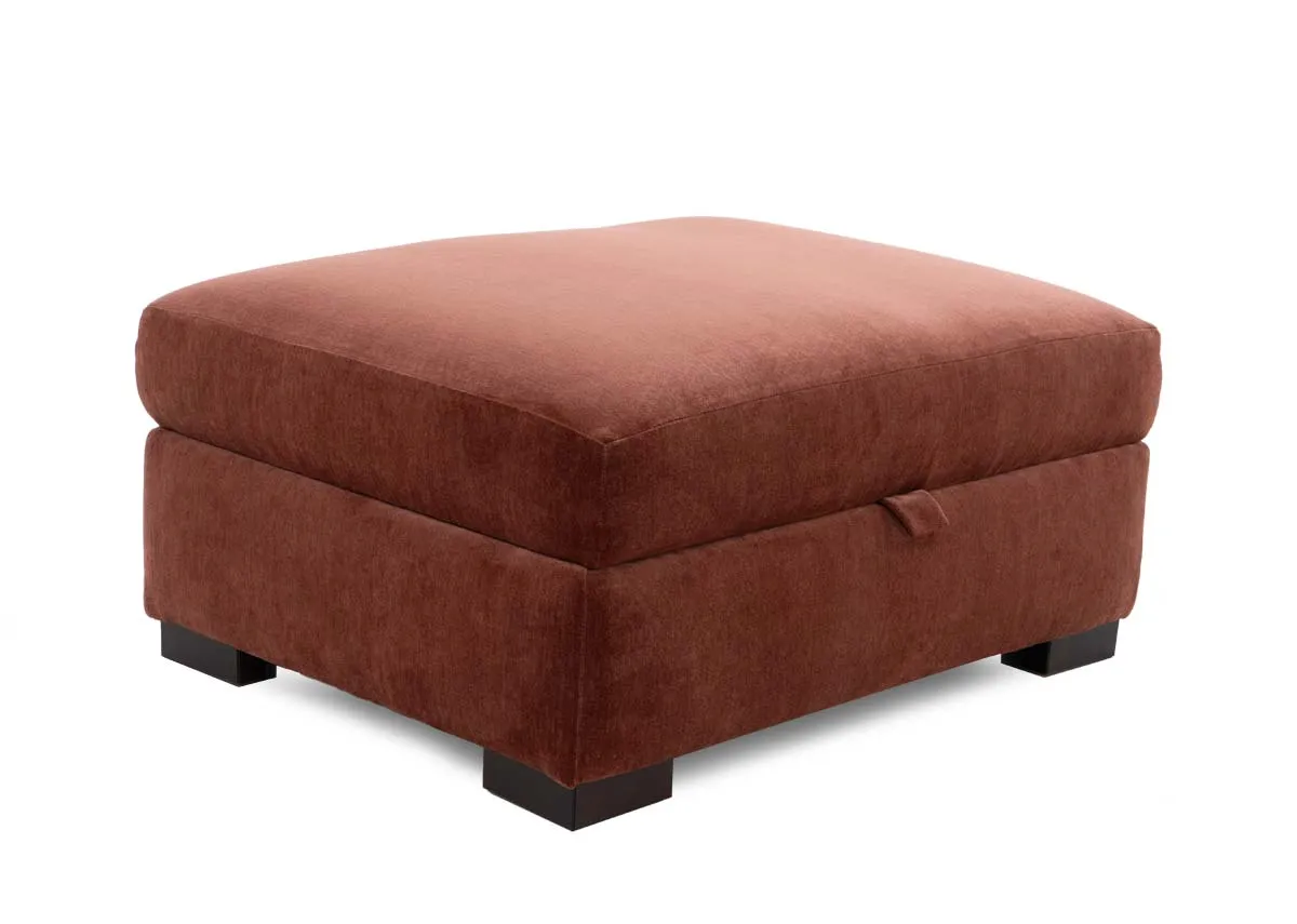 Rust Brown Fabric Storage Footstool - Lucius