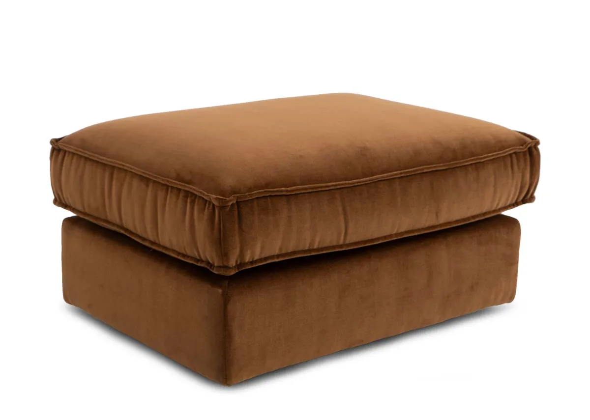 Small Brown Fabric Footstool - Addison