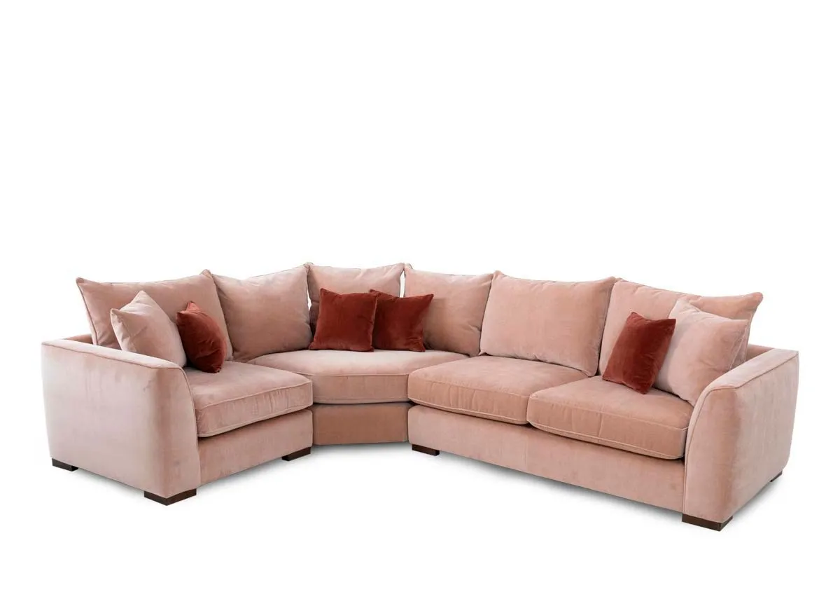 Blush Pink Fabric RAF Corner Sofa - Lucius