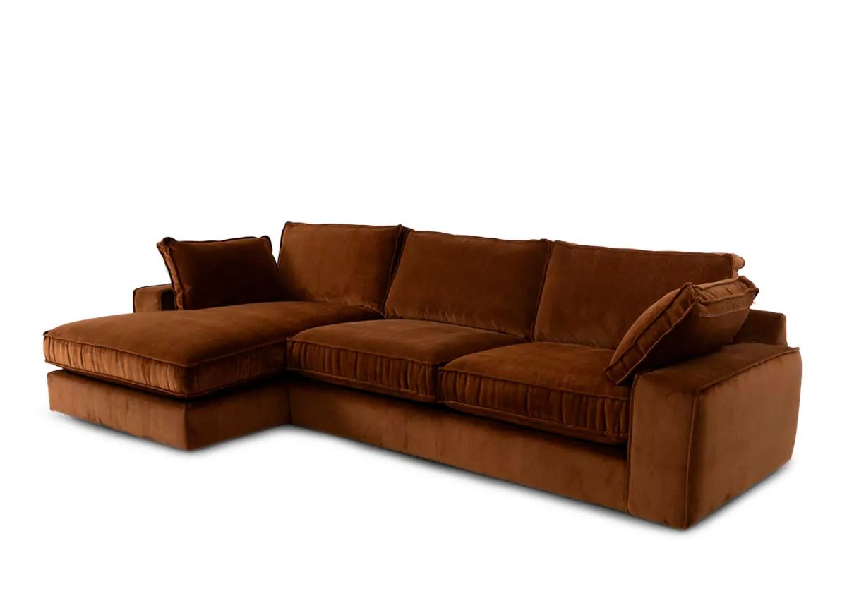 Large Brown Fabric RAF Corner Chaise Sofa - Addison