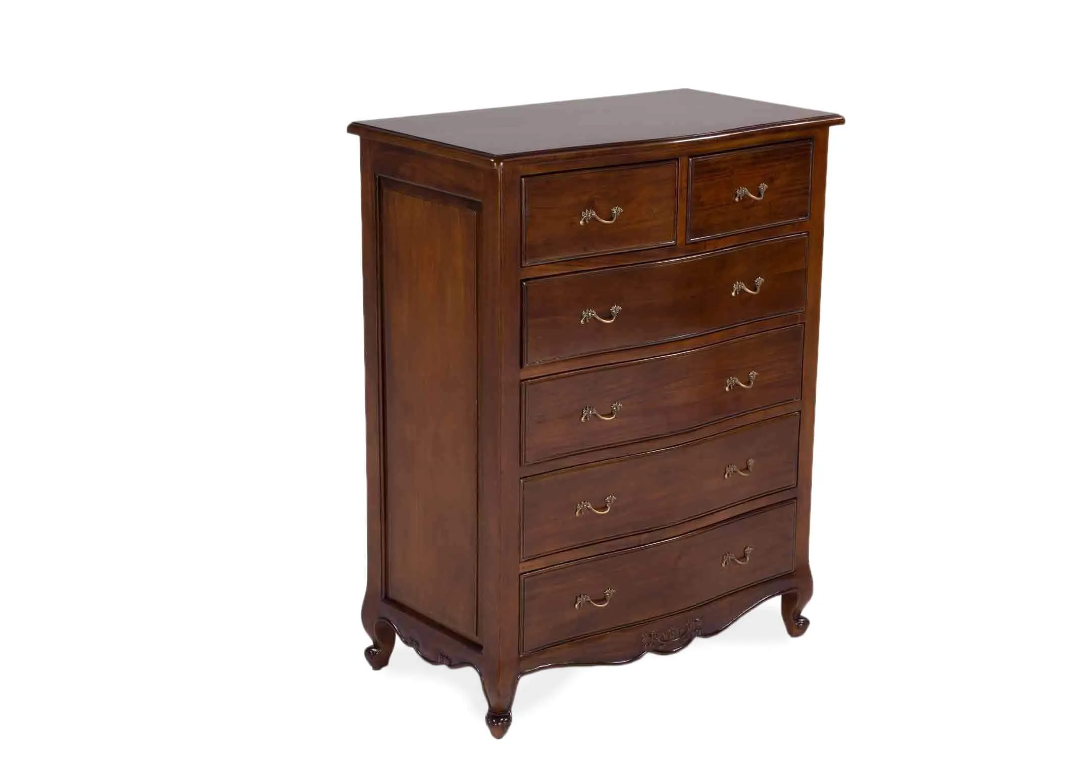 A power shot of the Lyon 6 drawer mahogany chest.