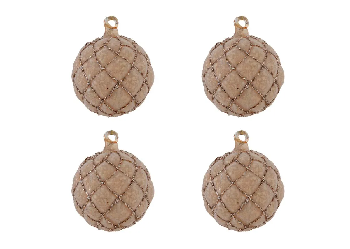 Set Of 4 10cm Brown Baubles - All I Want for Christmas
