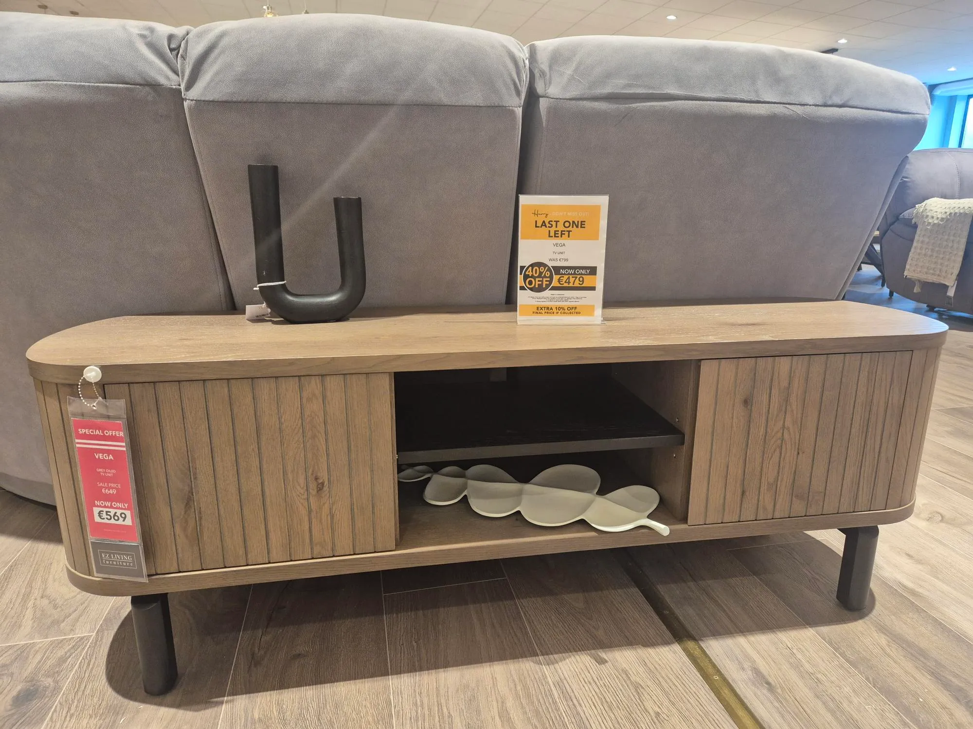 Vega 2 Door Grey Oak TV Unit (Castlebar Floor Model)