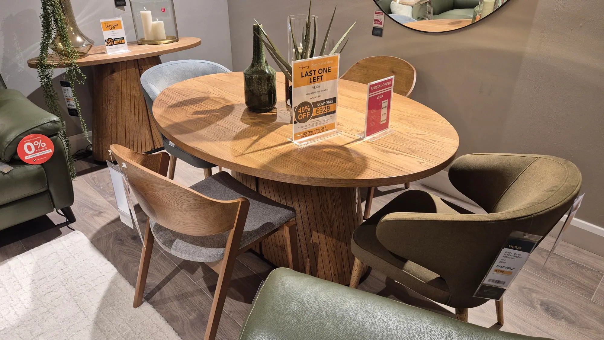 Vega 150cm Rustic Oak Dining Table (Castlebar Floor Model)