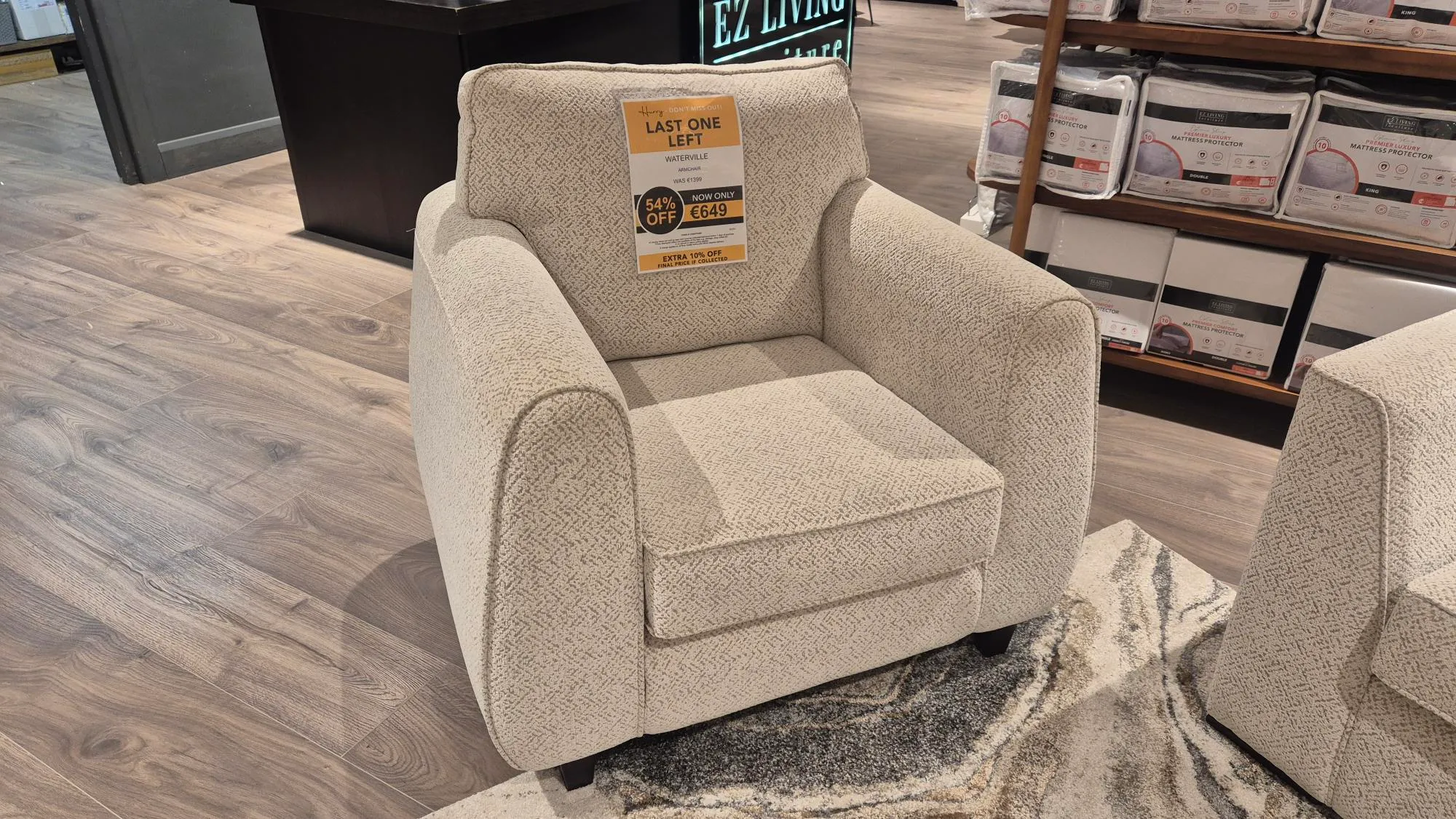 Waterville Beige Fabric Armchair (Castlebar Floor Model)