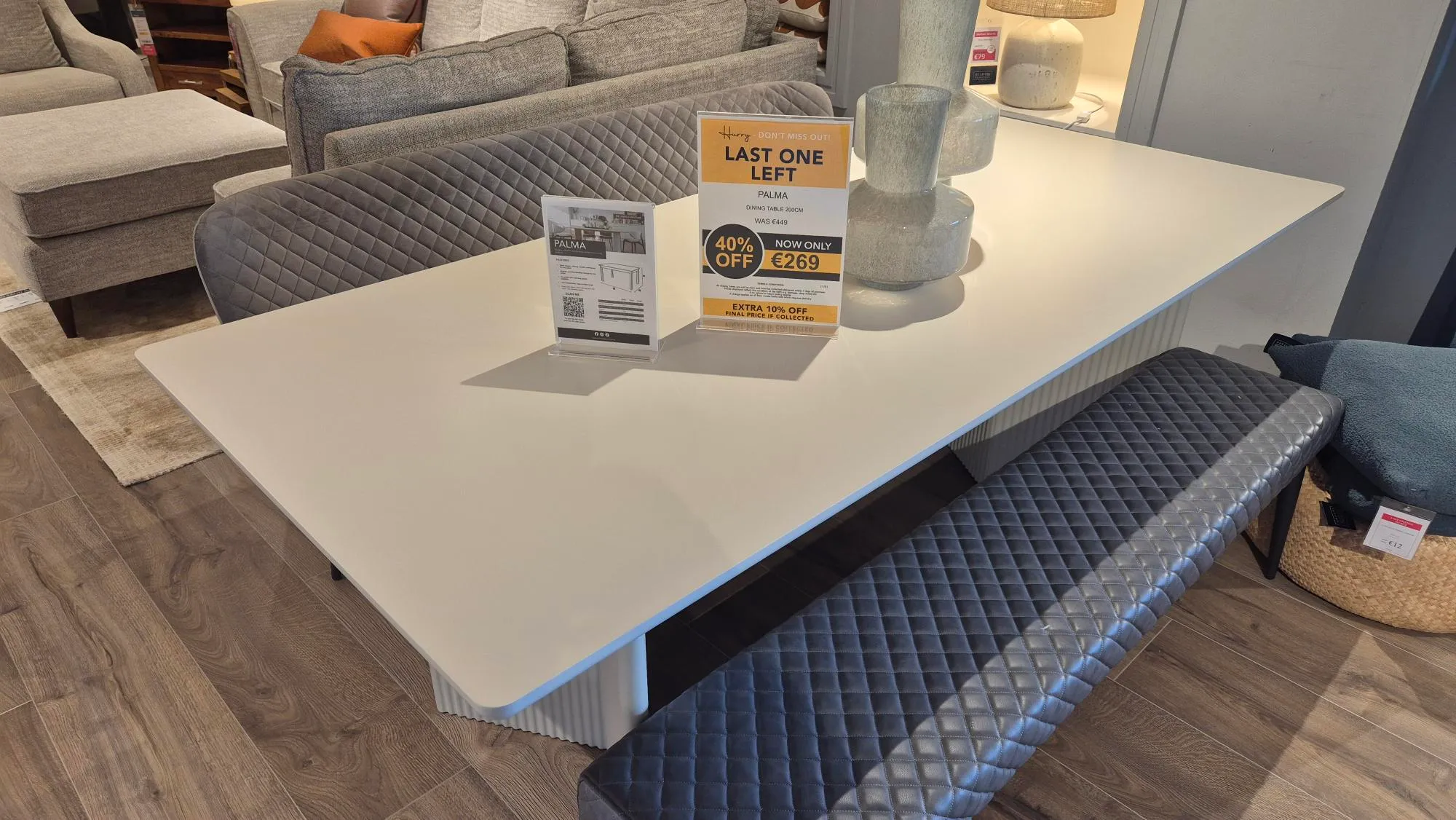 Palma 200cm Off White Dining Table (Castlebar Floor Model)